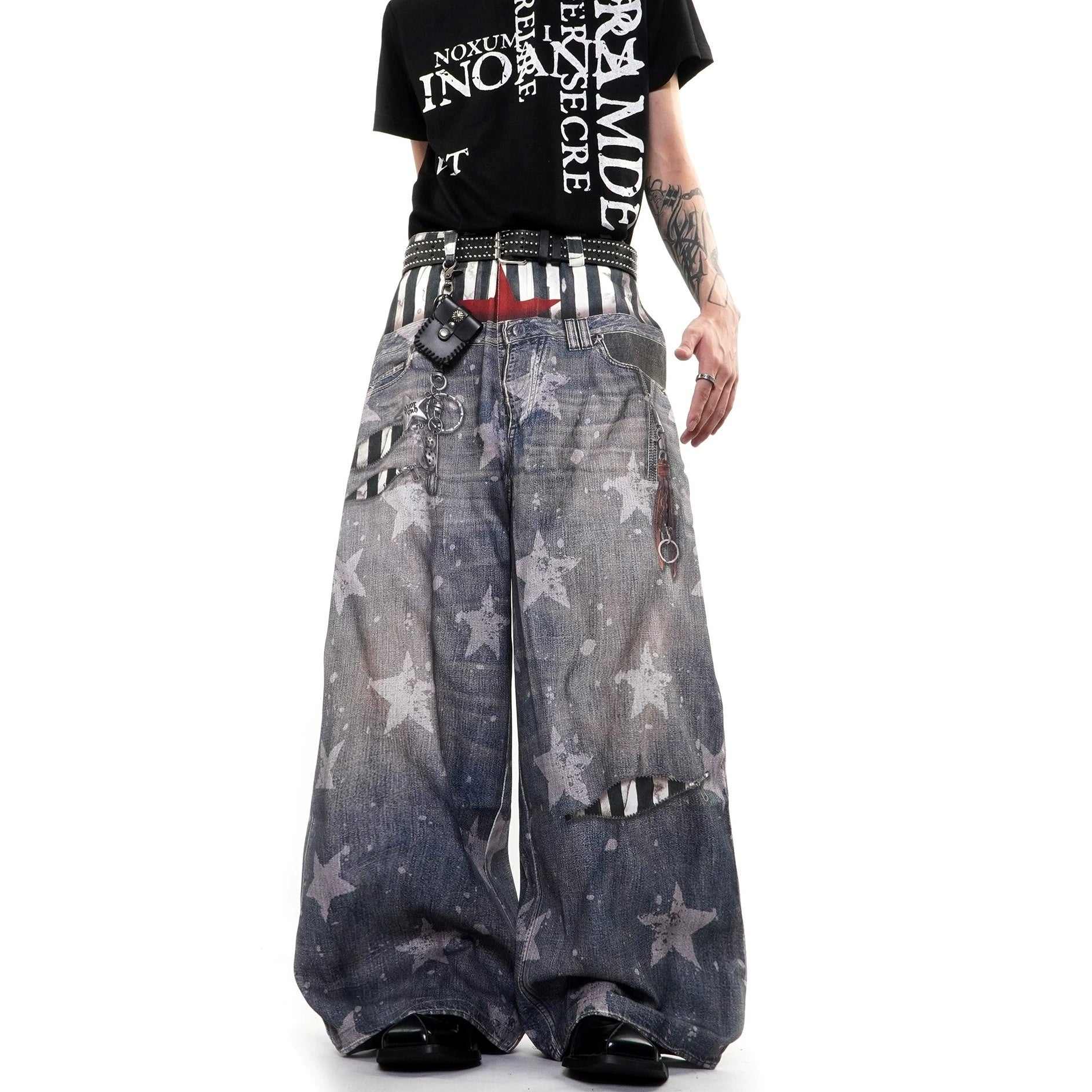 Star Printed Double-Waist Curve Jeans MB7424