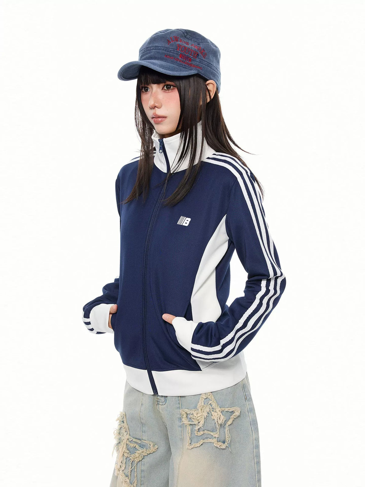 Retro Sporty Line Stand-Collar Zip Jacket MB7466