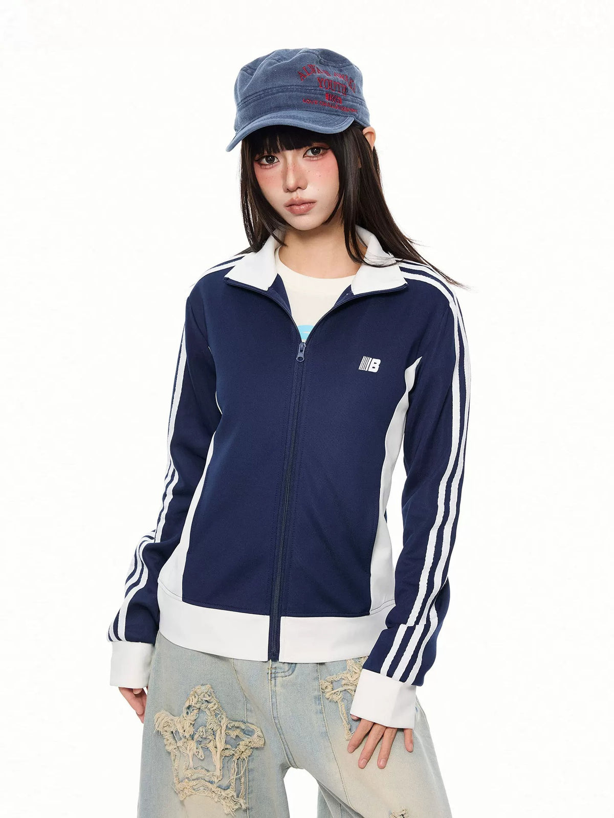 Retro Sporty Line Stand-Collar Zip Jacket MB7466