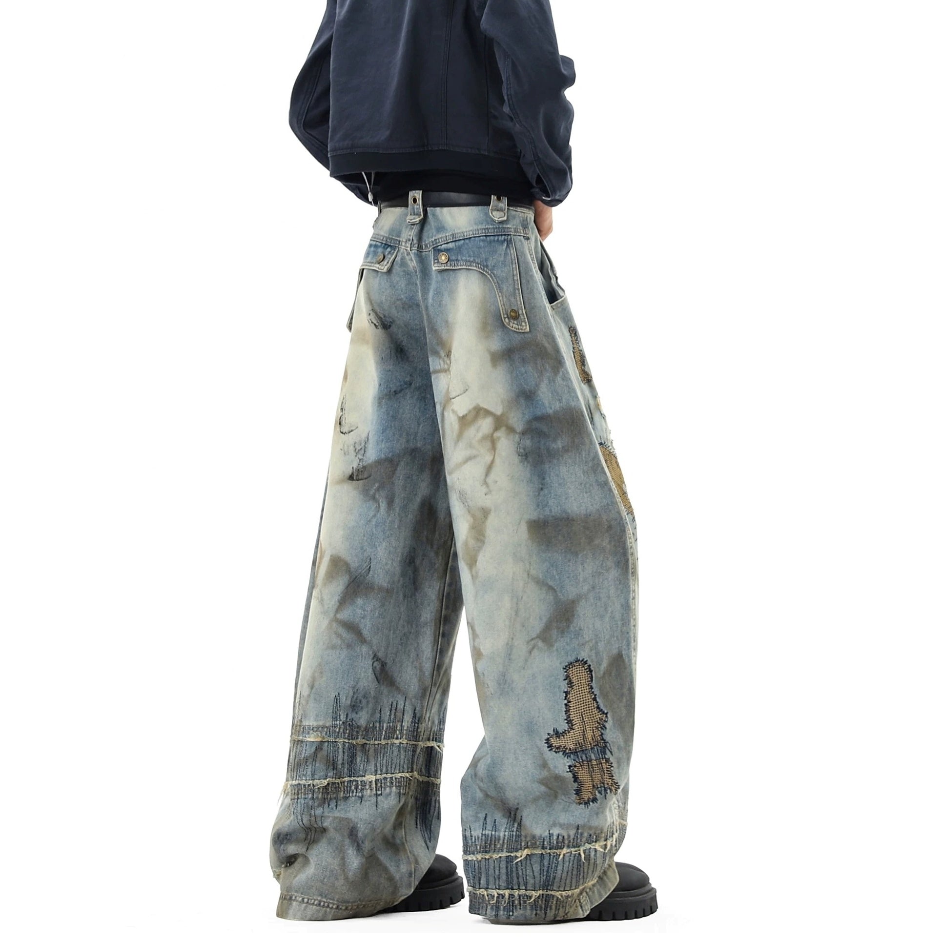 Heavy Stitch Washed Curved Jeans MB7422