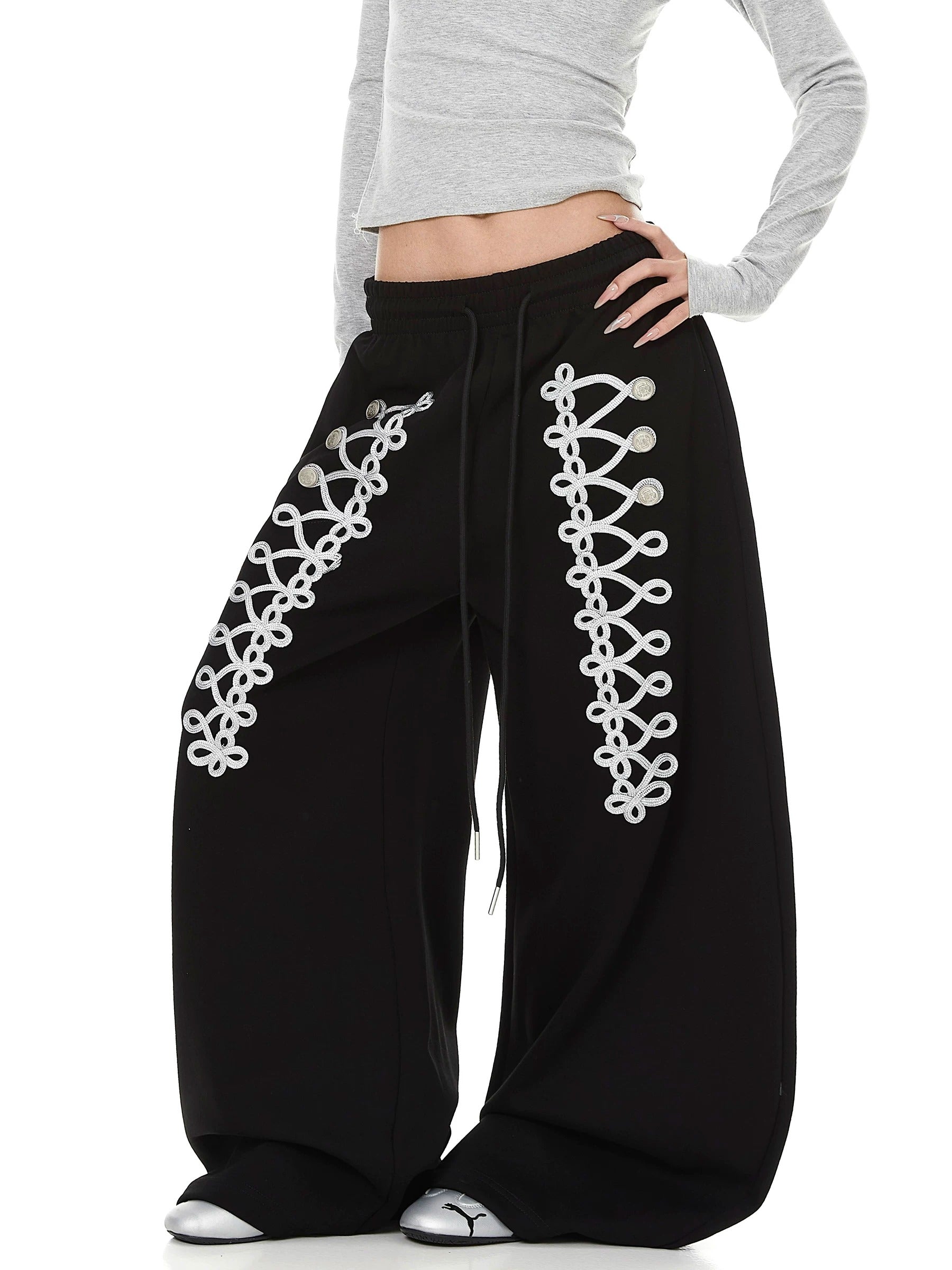 【上下別売り】Lace-Up Design Wide Curve Sweat Pants MB7441