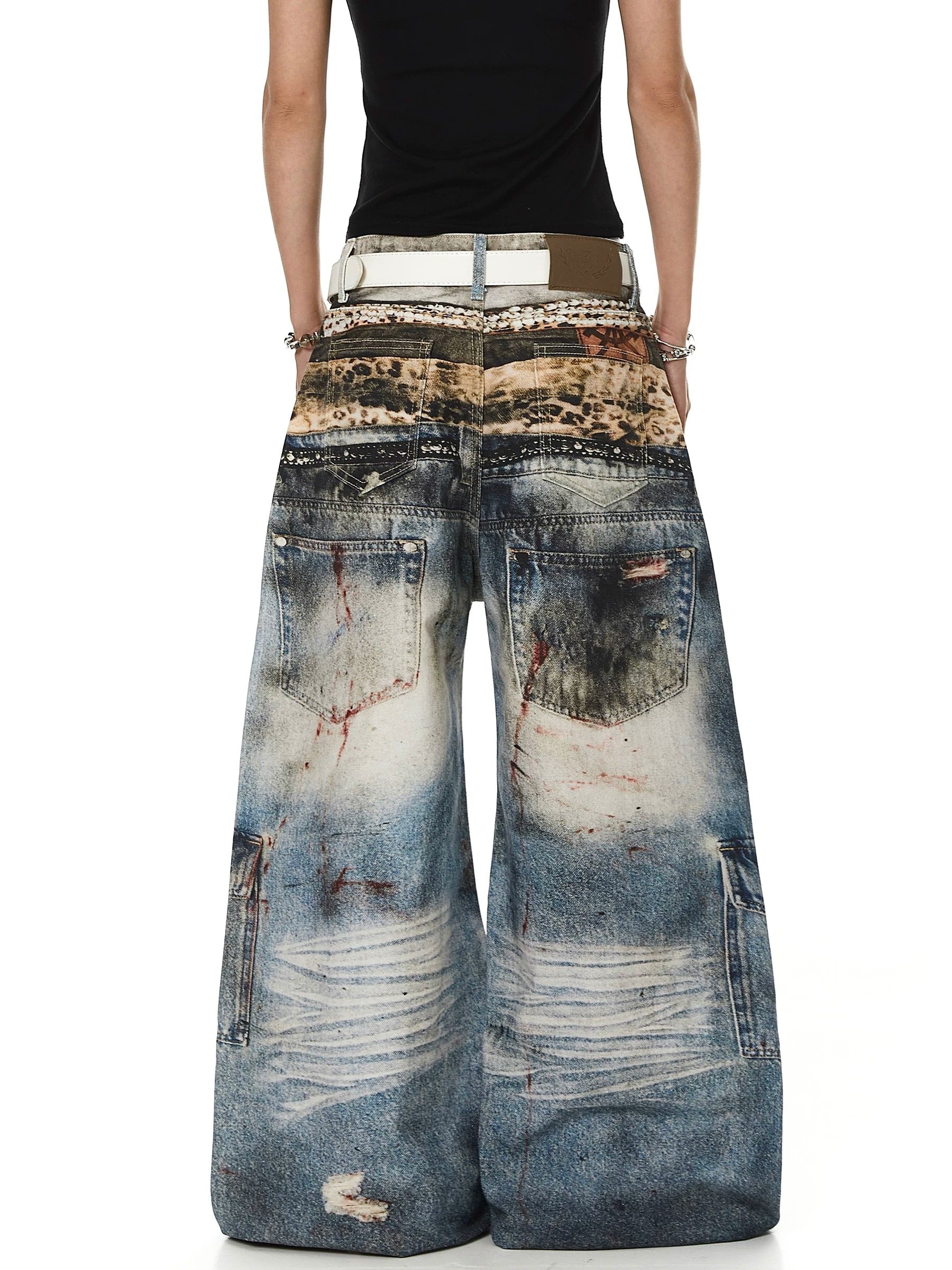 3D Printed Chain Belt Fared Jeans MB7436