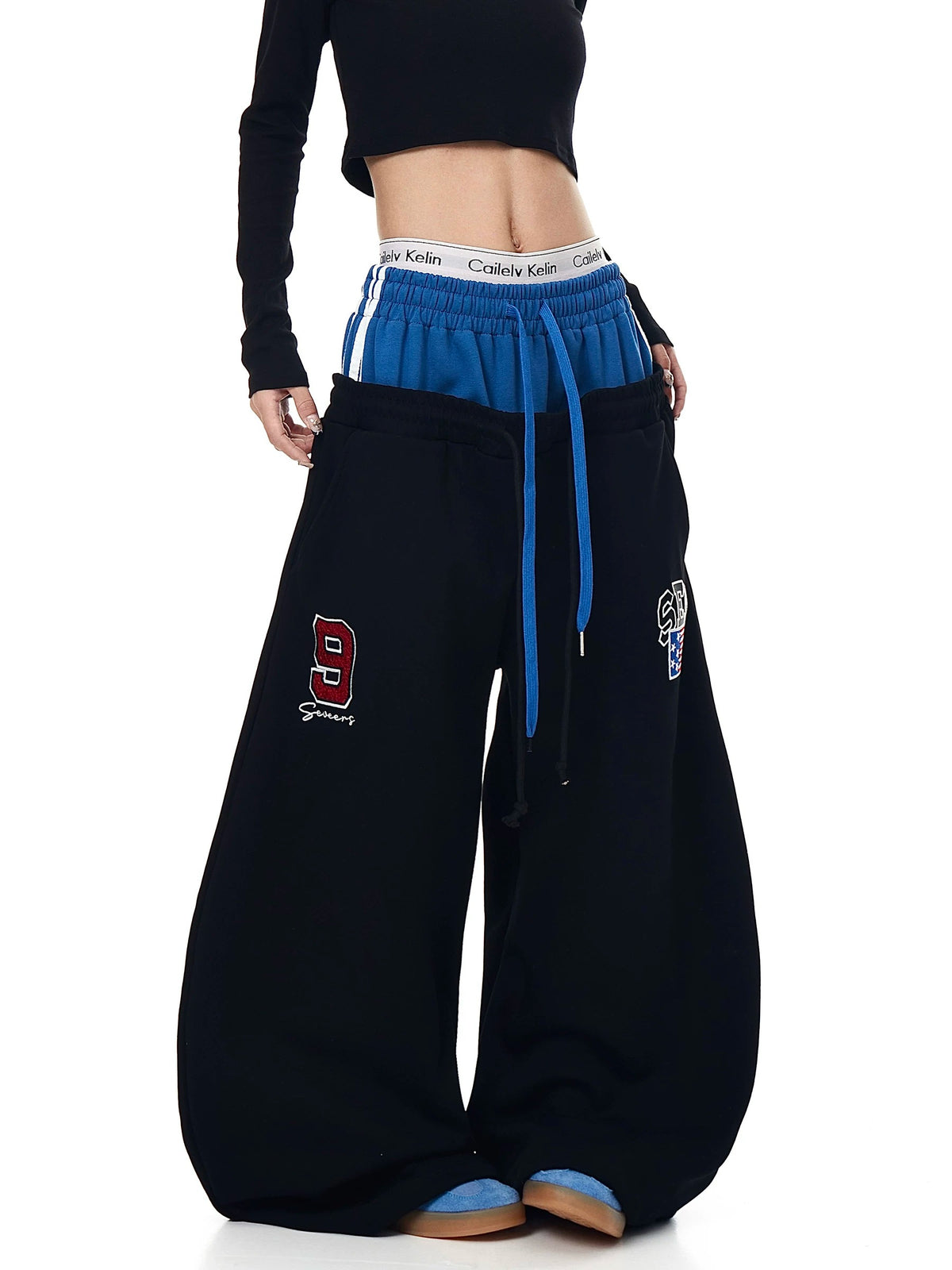 Layered-Waist Logo Buggy Sweat Pants MB7455