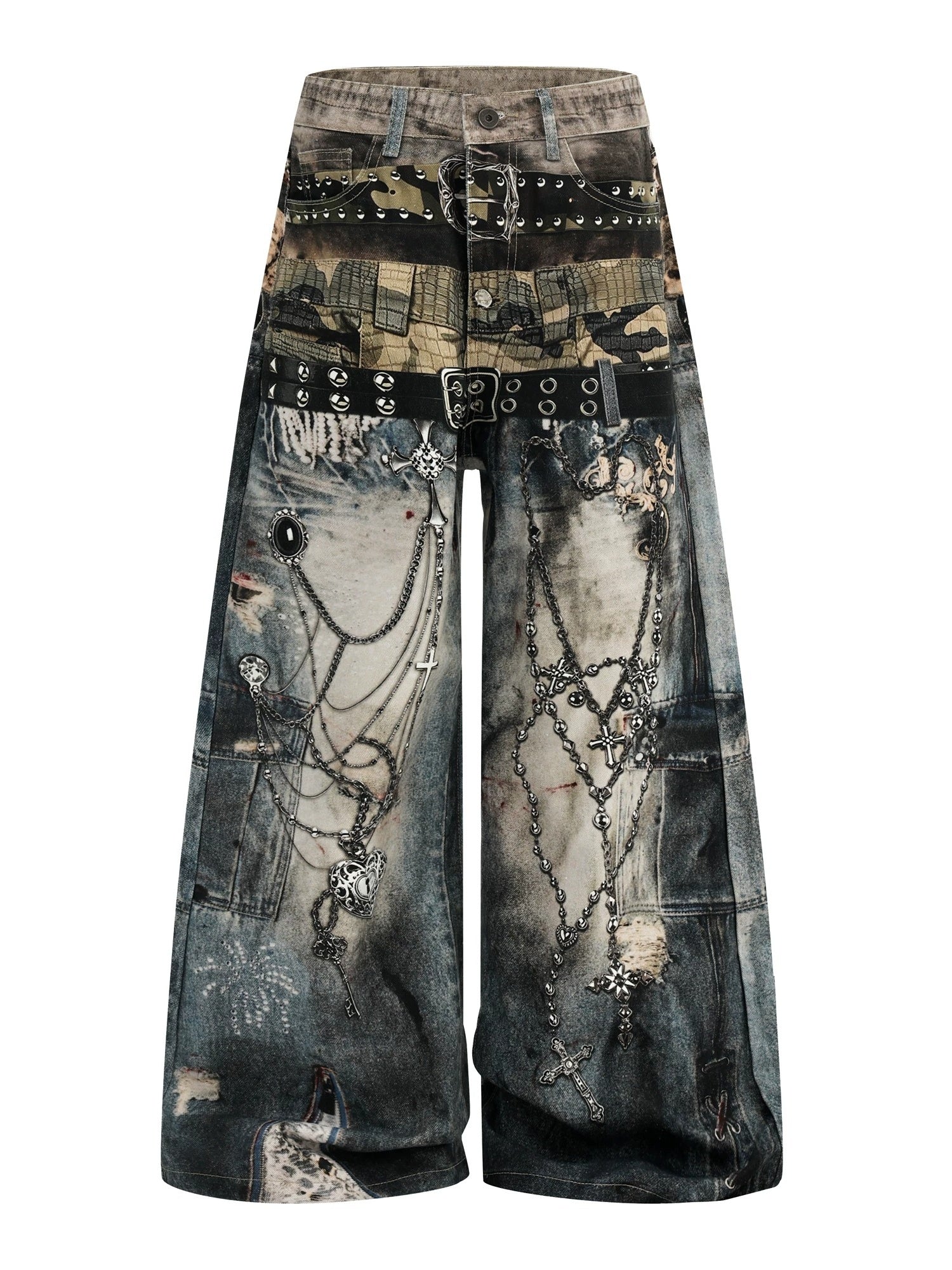3D Printed Chain Belt Fared Jeans MB7436