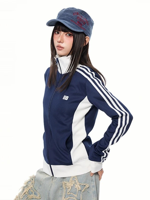 Retro Sporty Line Stand-Collar Zip Jacket MB7466