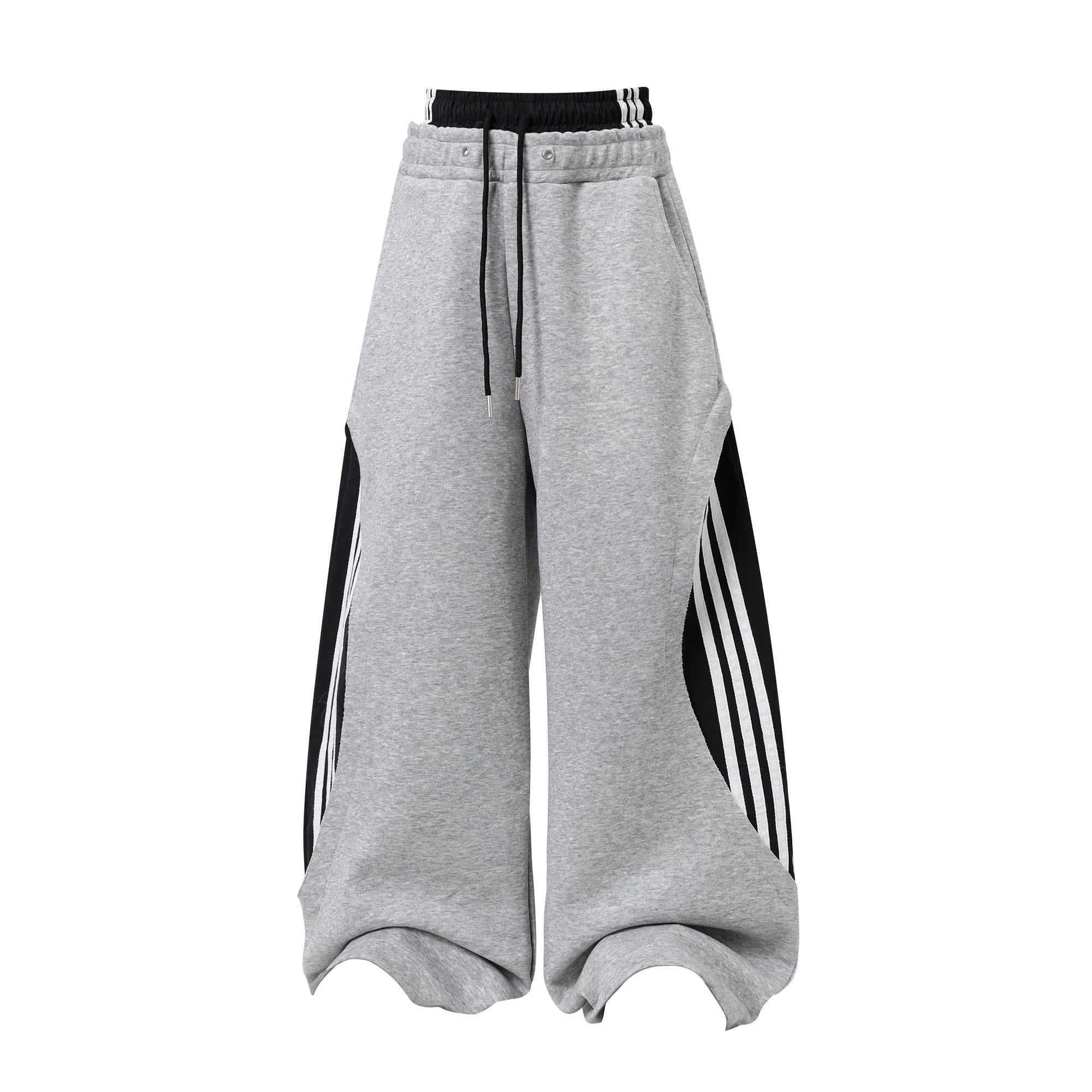 Double-Waist Patchwork Three-Stripe Wide Sweat Pants MB7406