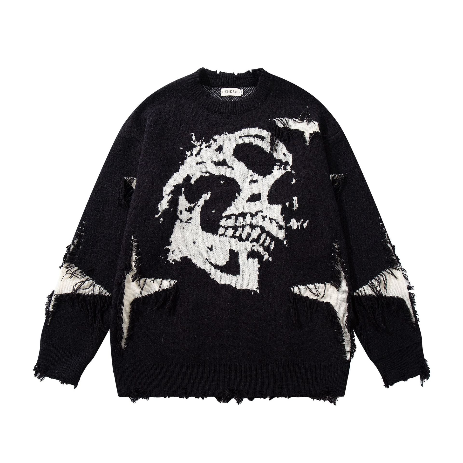 Damaged Skull Jacquard Sweater MB7416