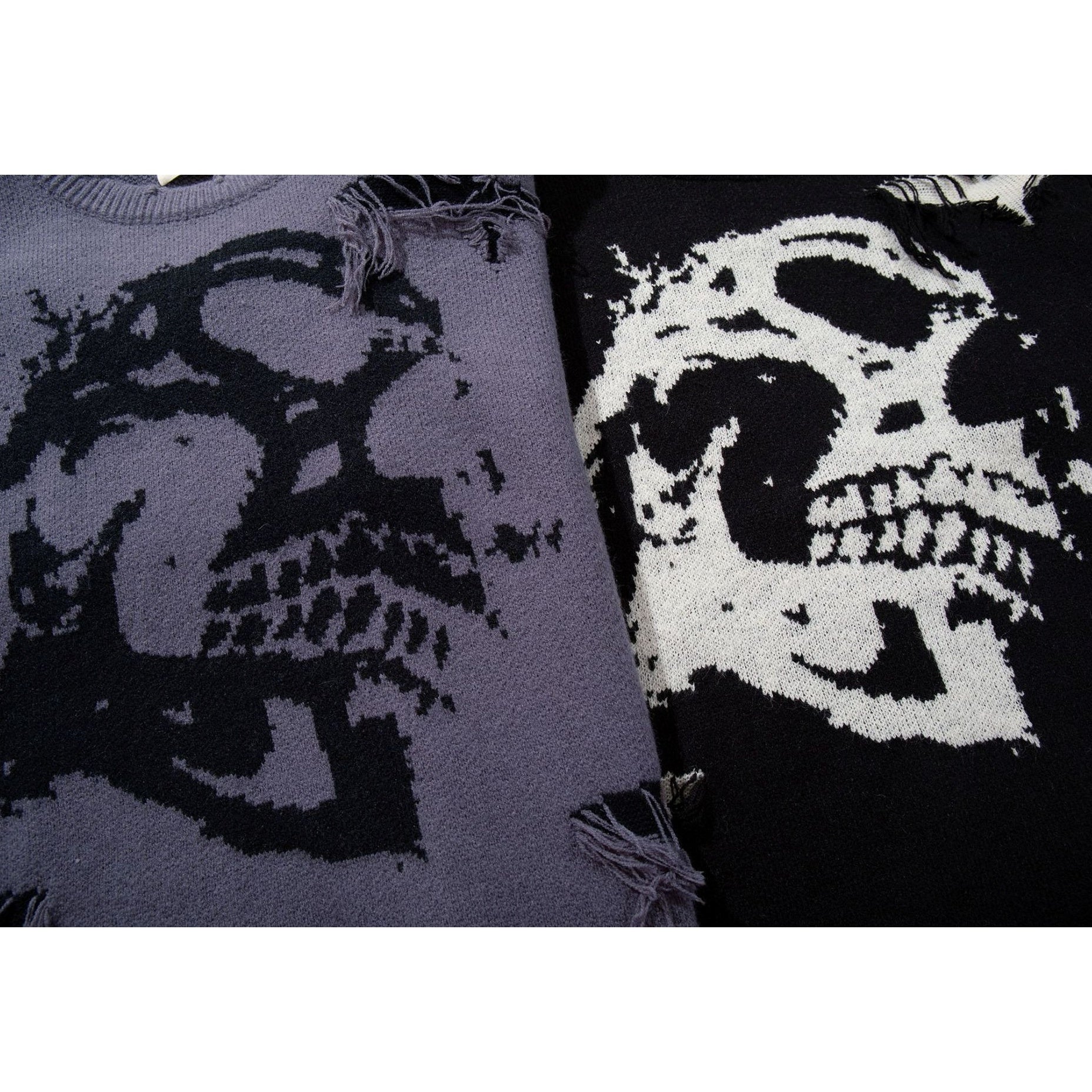 Damaged Skull Jacquard Sweater MB7416