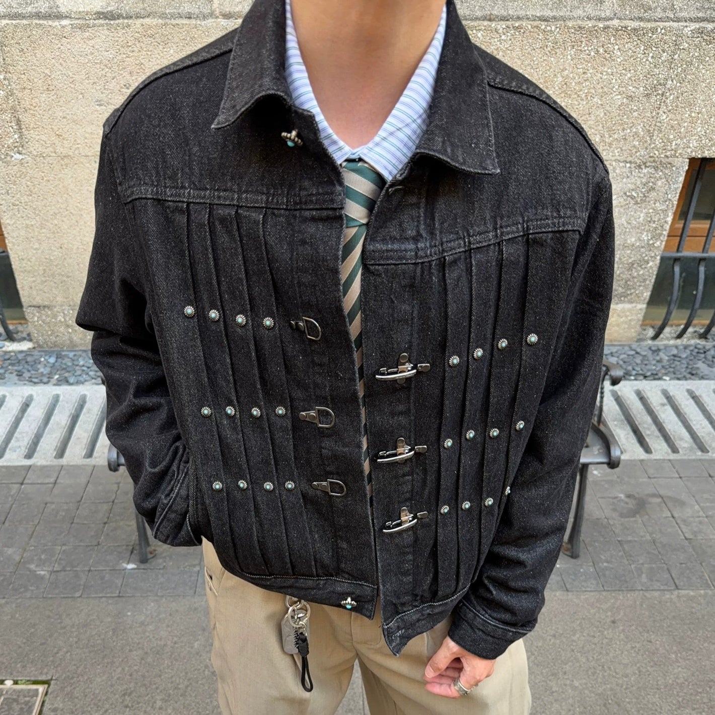 Western Detalied Metal Buckle Denim Jacket MB7396