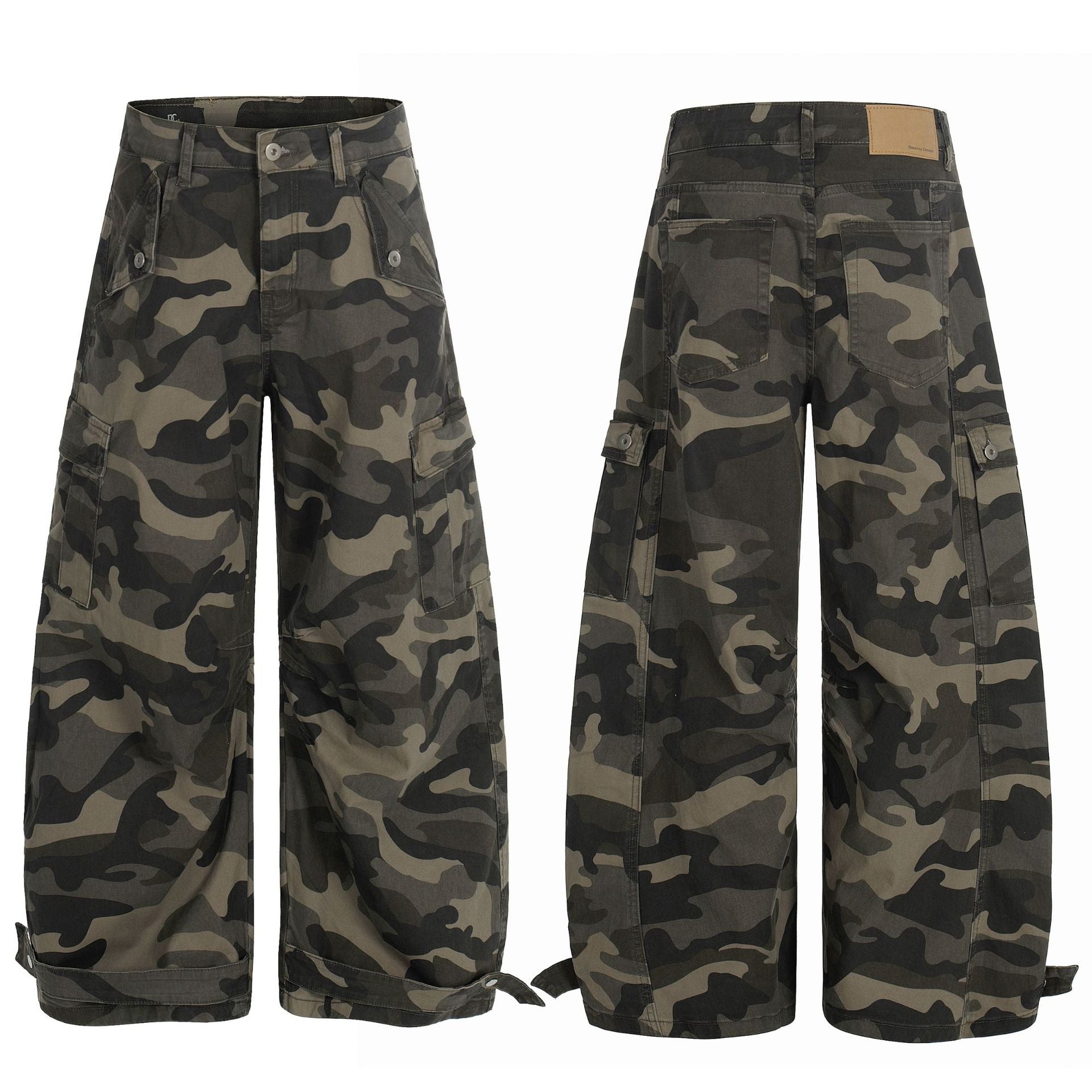 Wide Camouflage Cargo Curved Pants MB7397