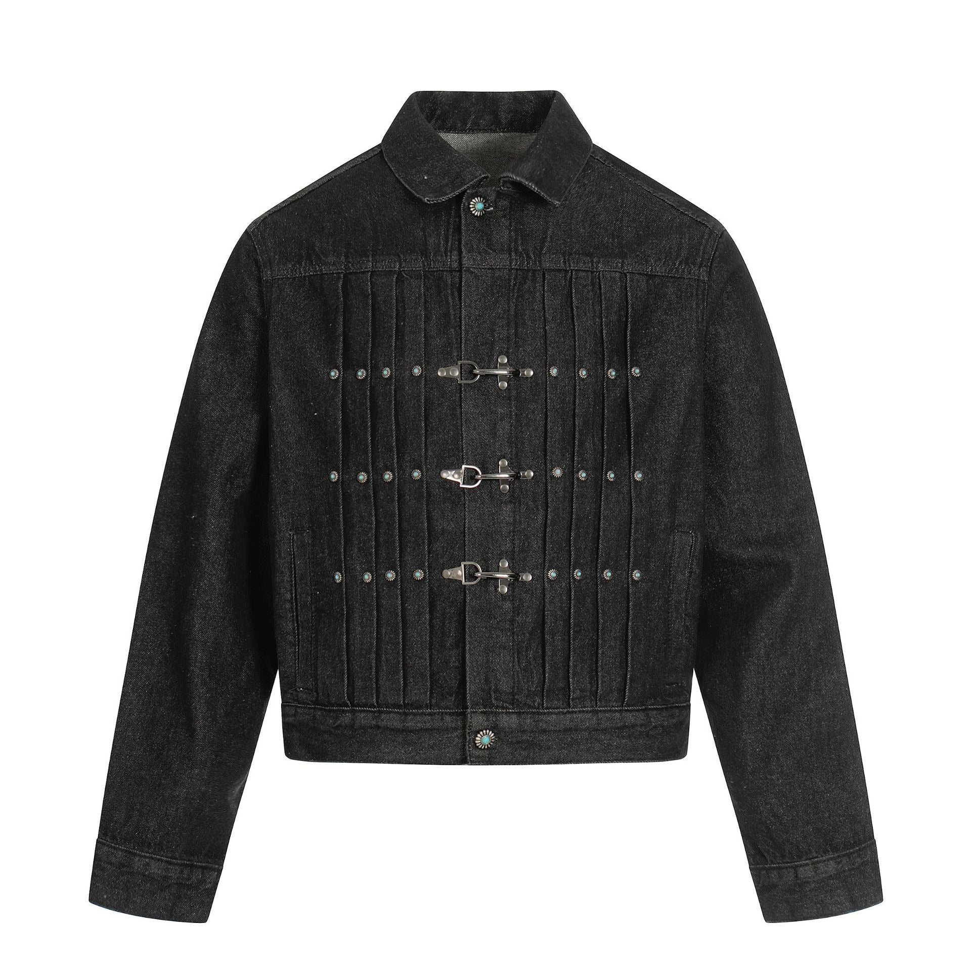 Western Detalied Metal Buckle Denim Jacket MB7396