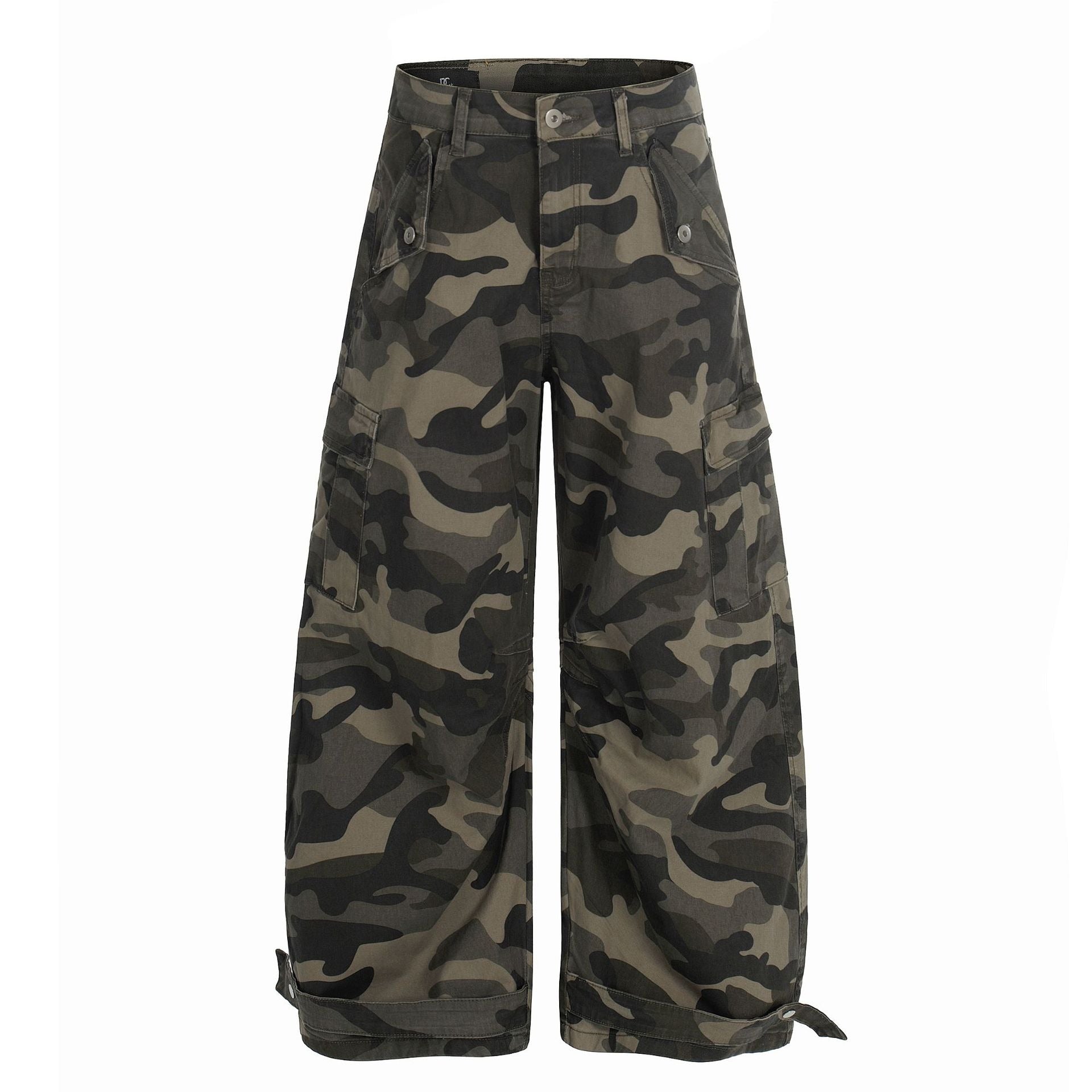 Wide Camouflage Cargo Curved Pants MB7397