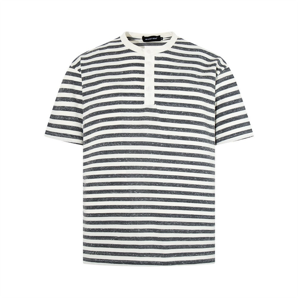 Retro Border Henley Neck T-shirt MB7391