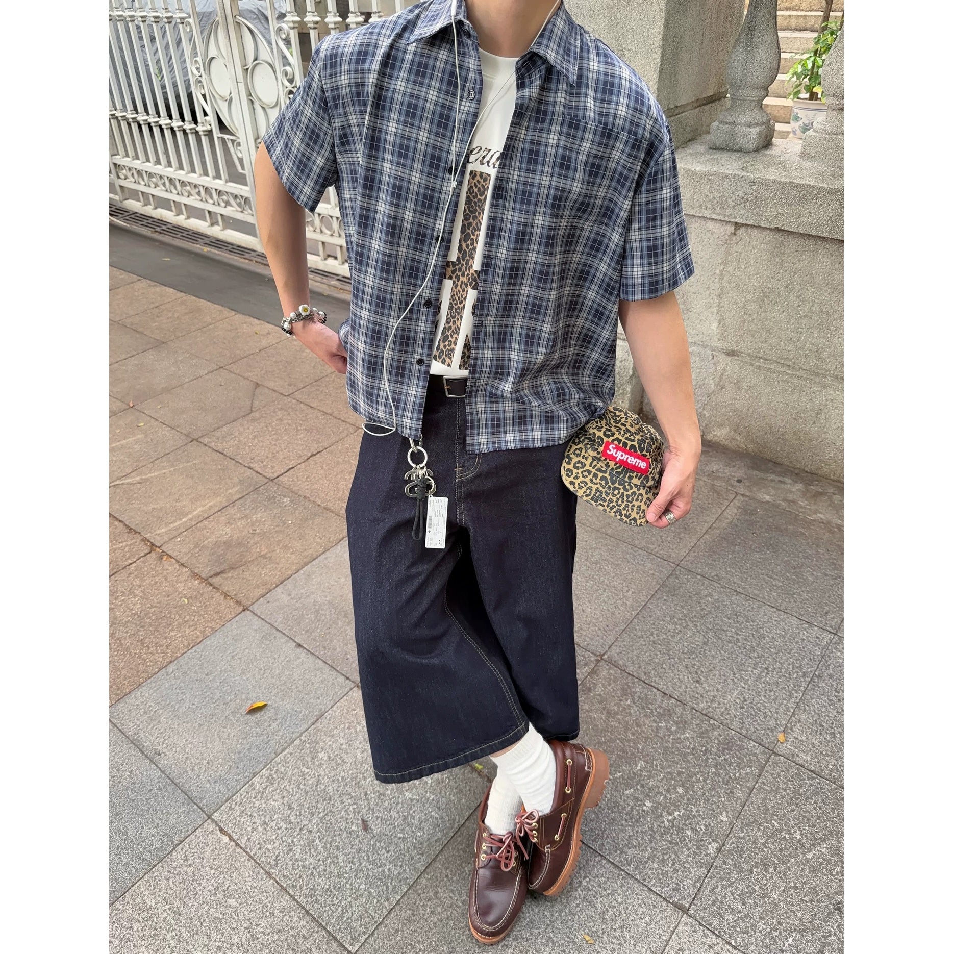 Relaxed Fit Checked Short Sleeve Shirt MB7393