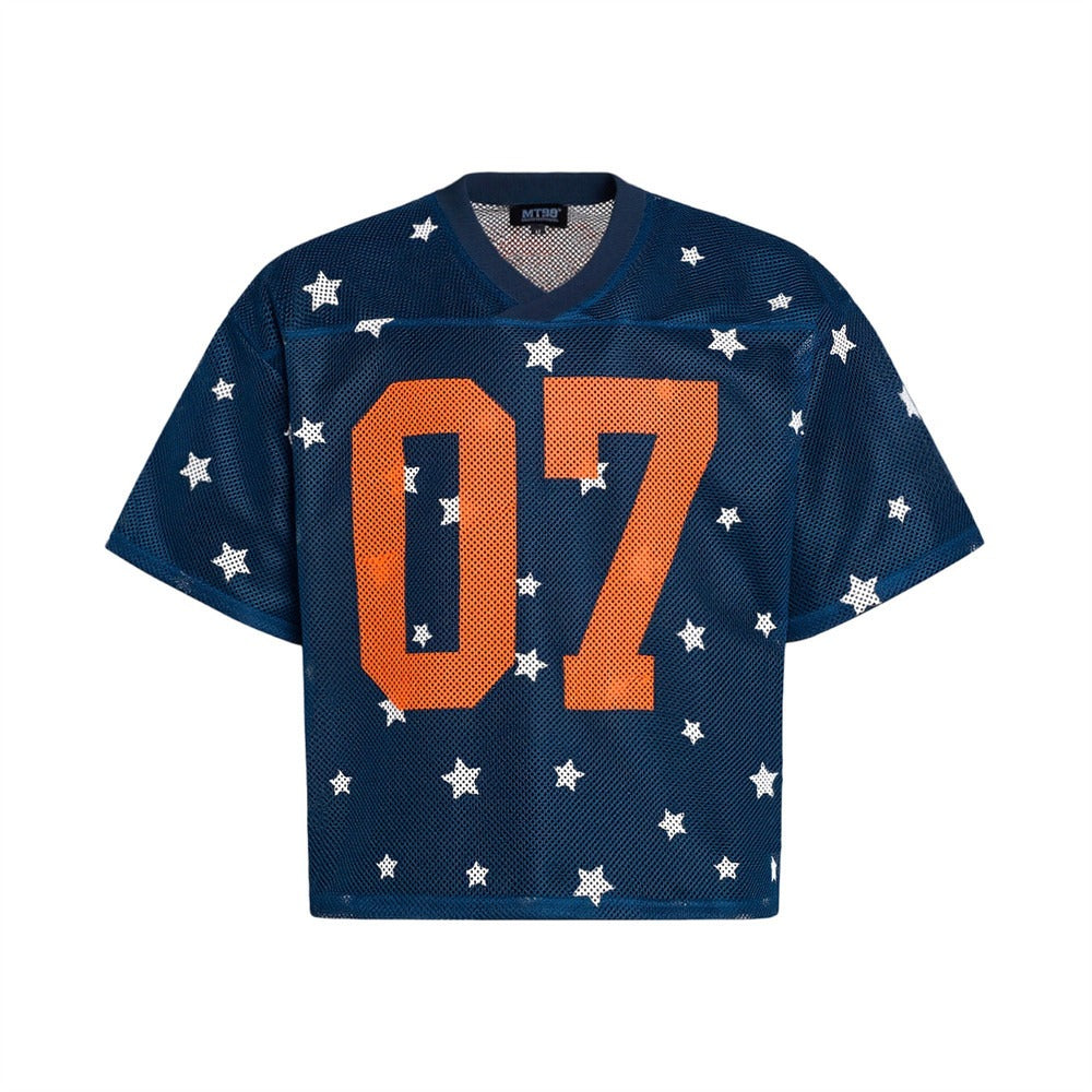 Star Pattern Mesh Numbering T-Shirt MB7398