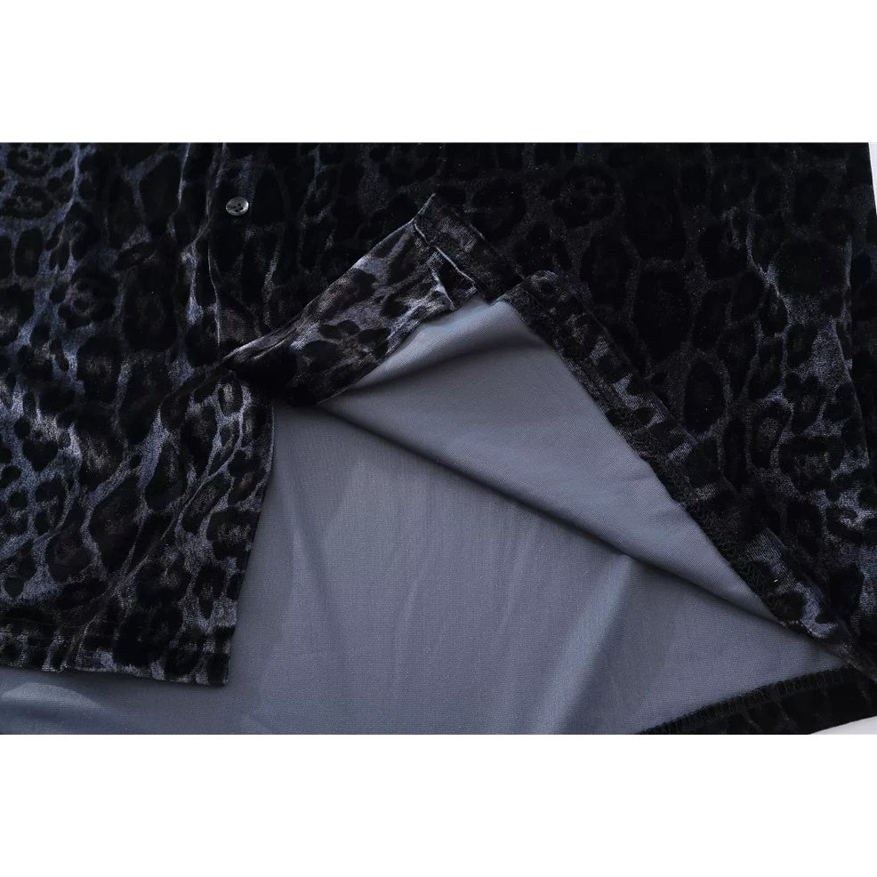 Leopard Print Velvet Like Loose Shirt MB7434