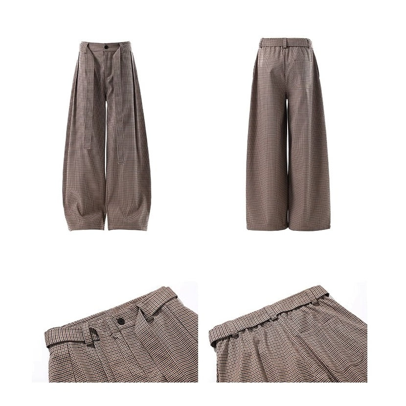 Houndstooth Relaxed Wide-leg Pants BL1029