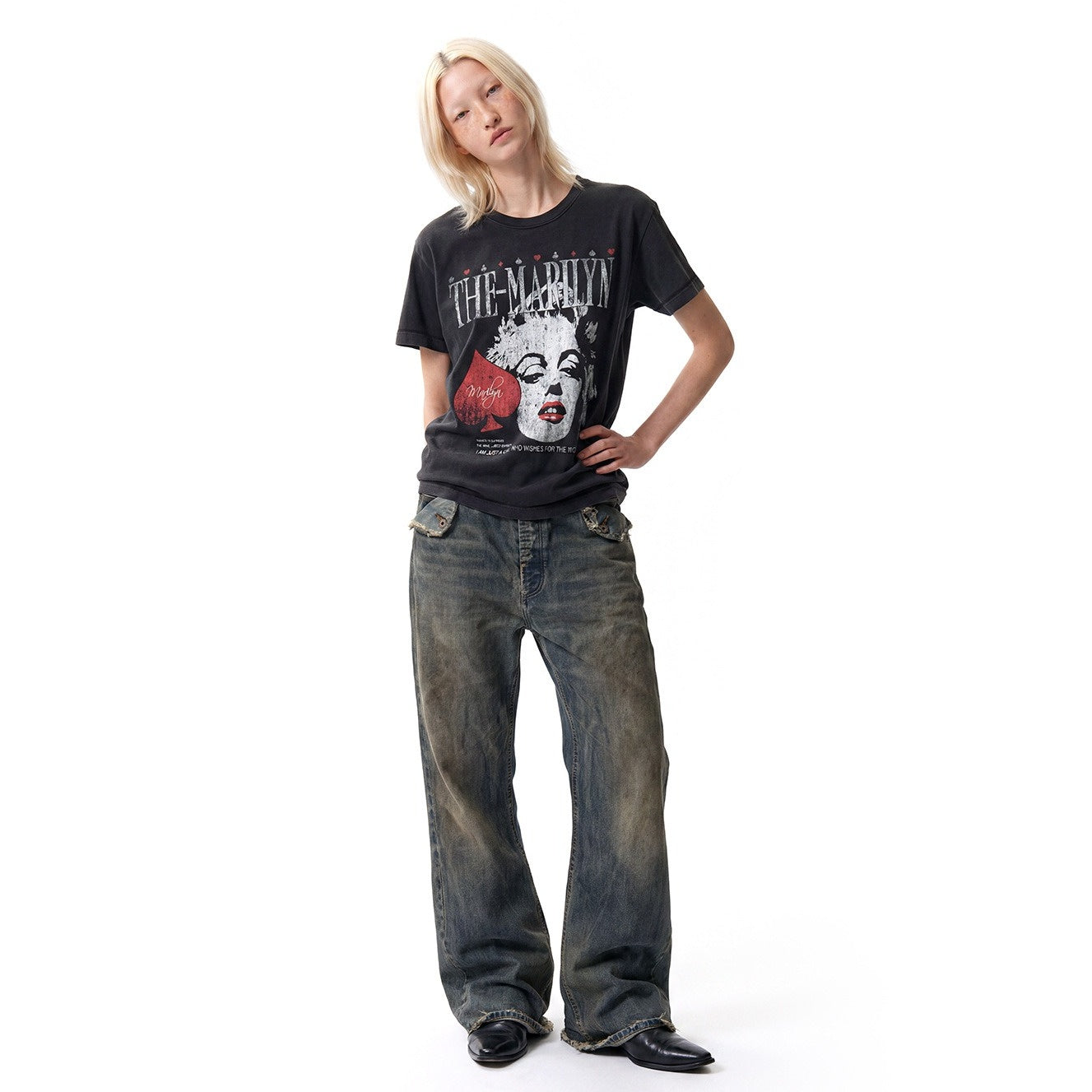 Vintage Like Crackle Print T-shirt MB7378