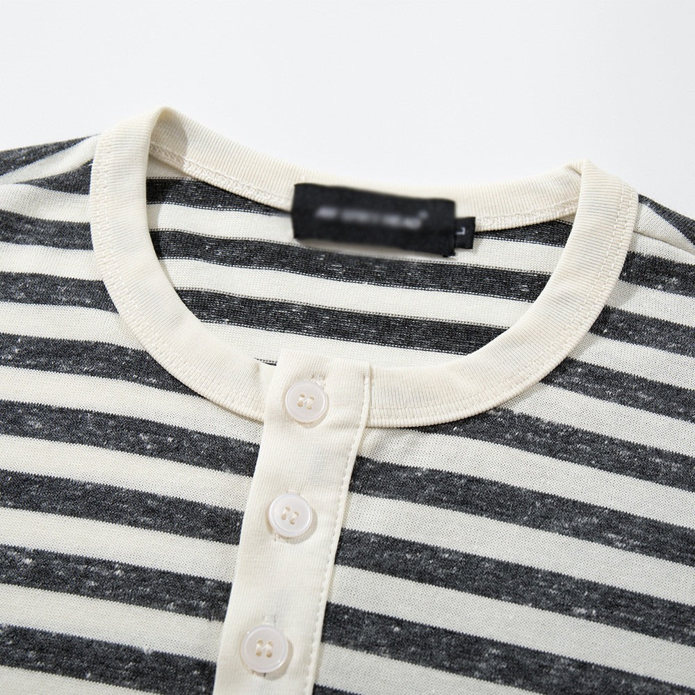 Retro Border Henley Neck T-shirt MB7391