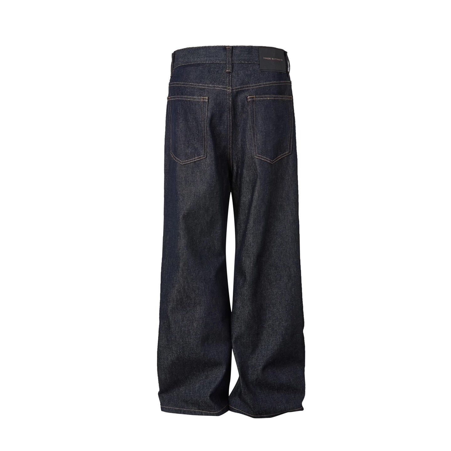Turquoise Button Stitch Loose Straight Jeans EAT169