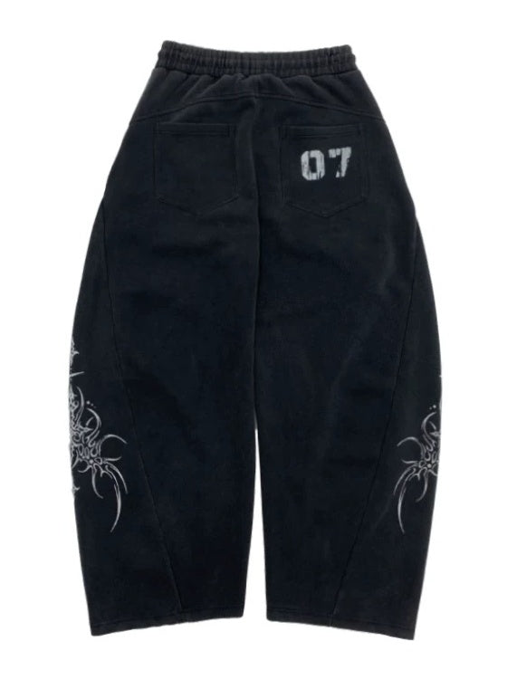 Graffiti Wide Curved Sweat Pants MB7445