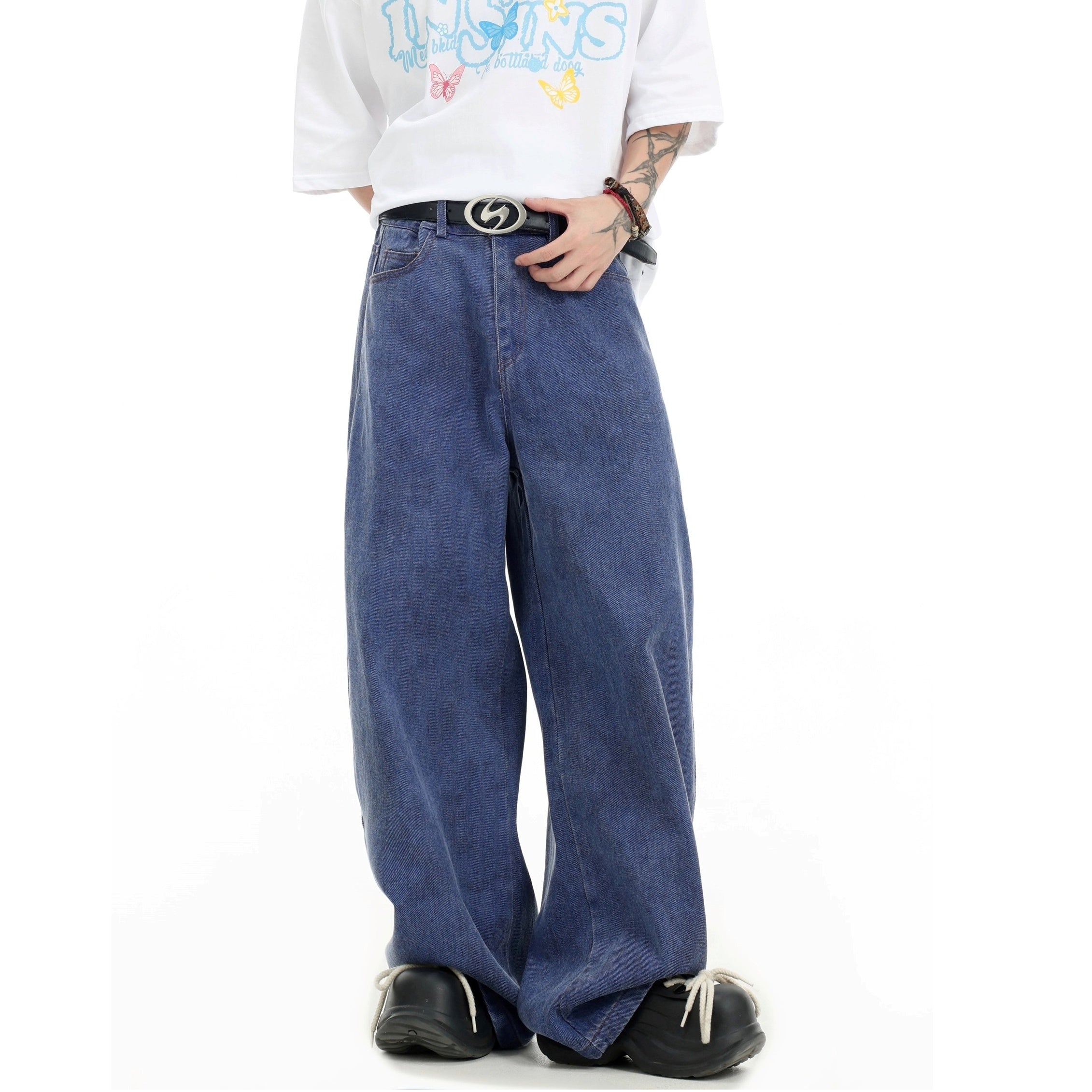 Splashed Ink Tie-dye Wide-Leg Jeans IN7070