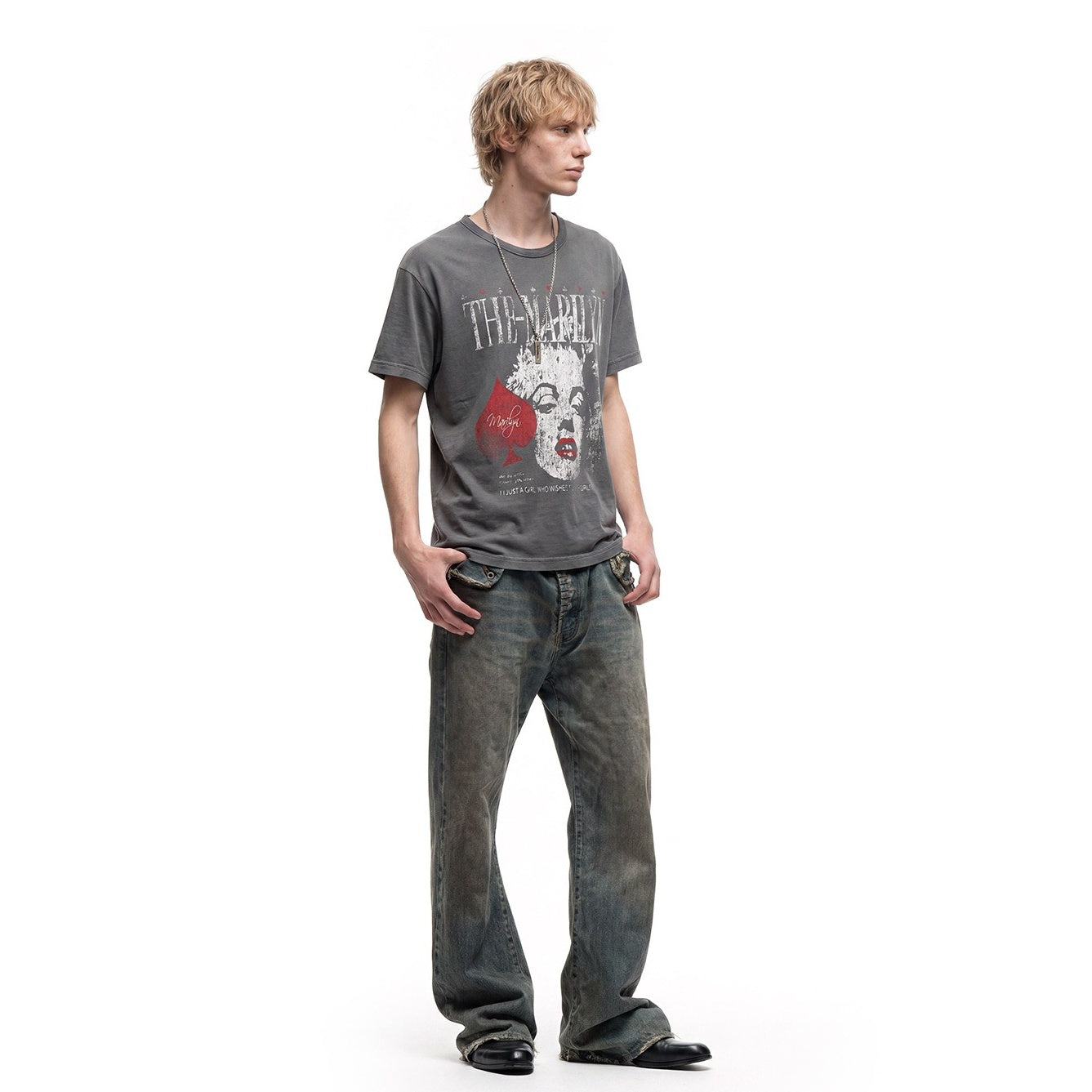 Vintage Like Crackle Print T-shirt MB7378
