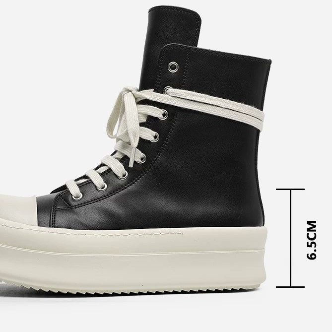 High-Top Zipper Design Lace-up Sneaker MB7429