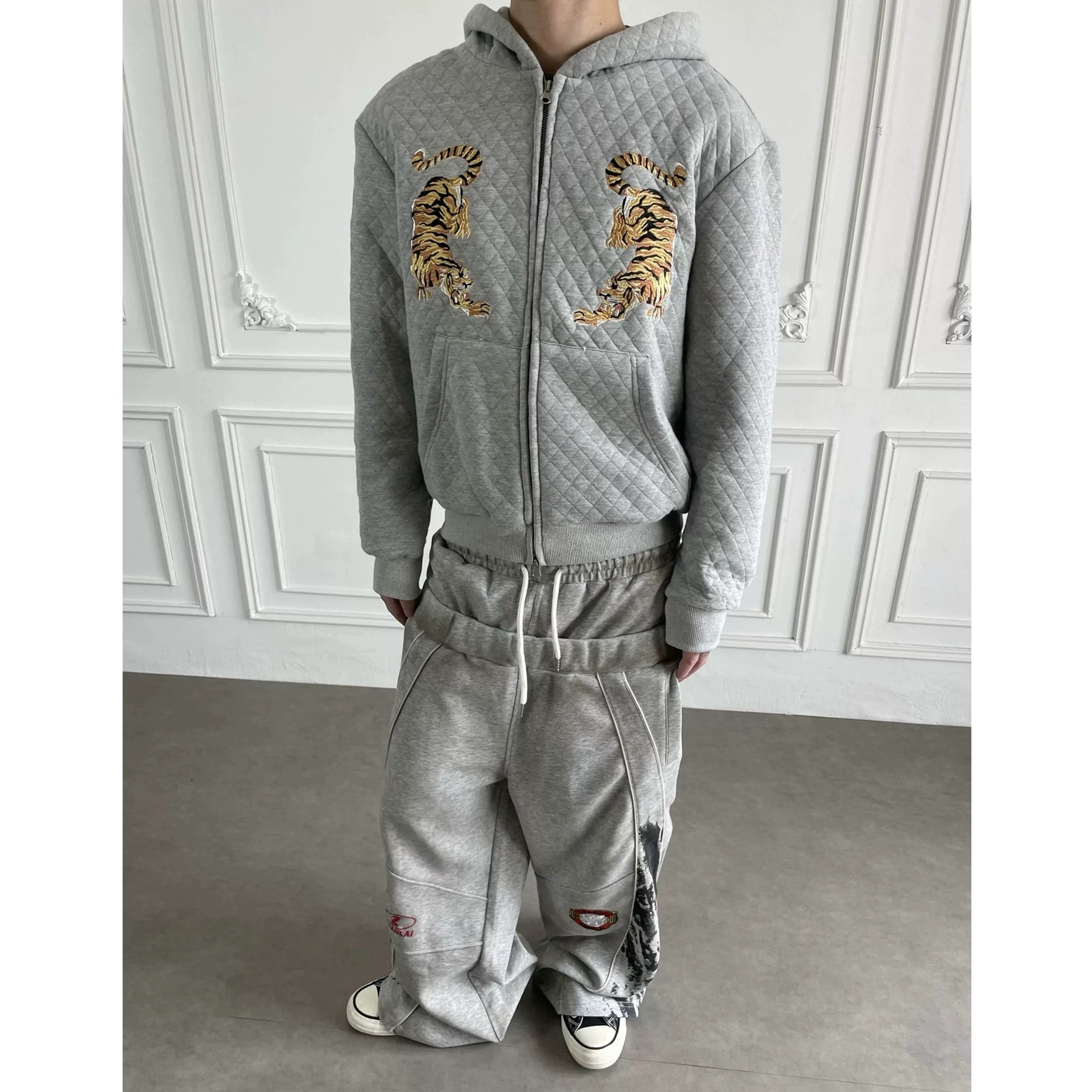 Embroidered Diamond Quilted Hoodie Jacket MB7423