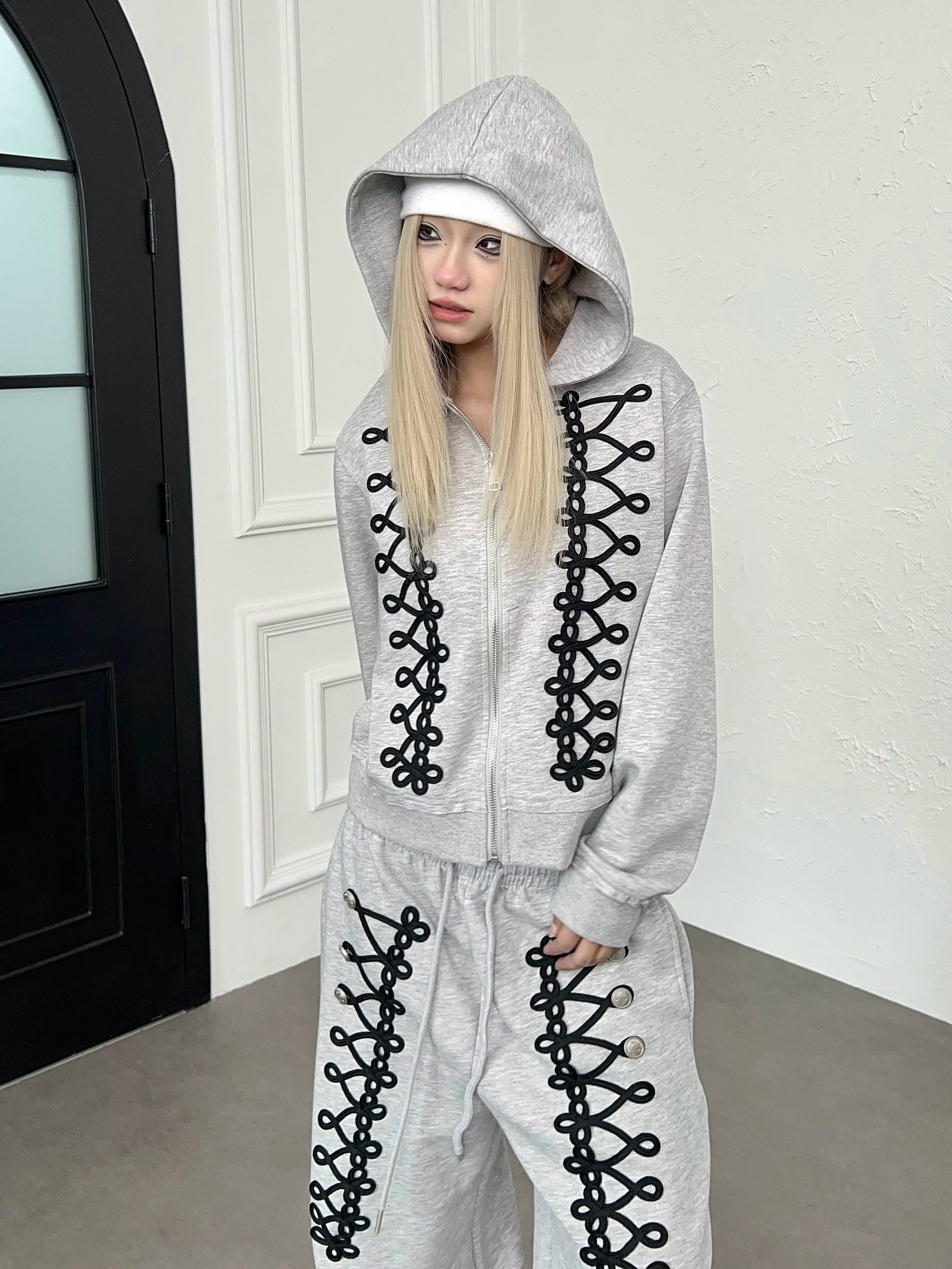 Code Embroidery Zip Hooded Parka MB7442