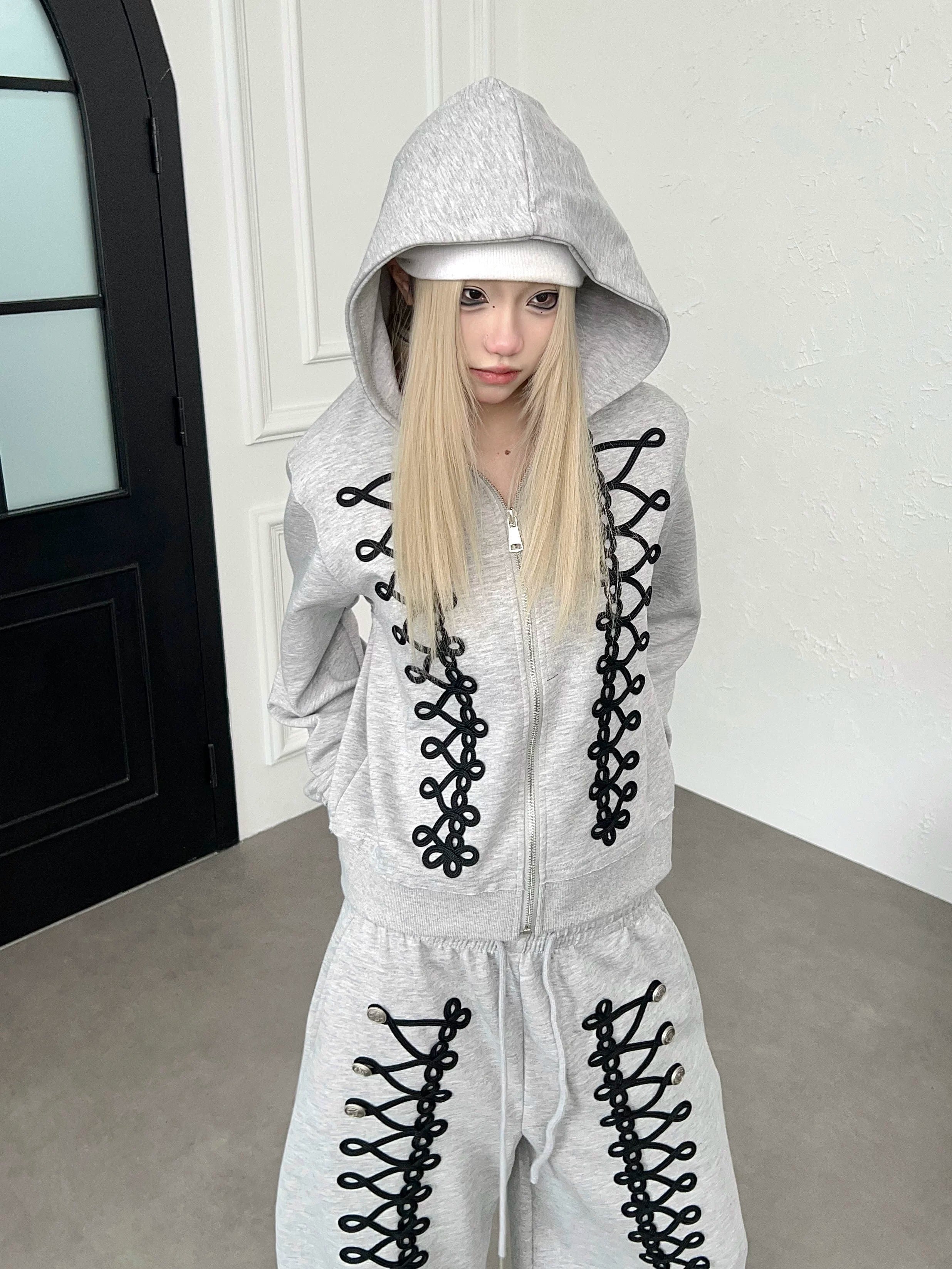 Code Embroidery Zip Hooded Parka MB7442