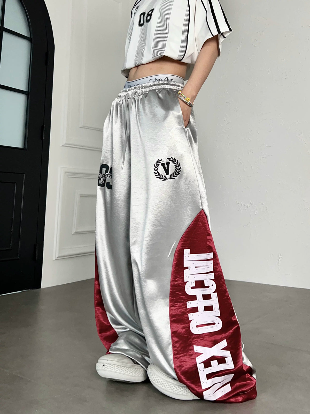 Color-Blocking Gossy Lettered Wide Pants MB7457