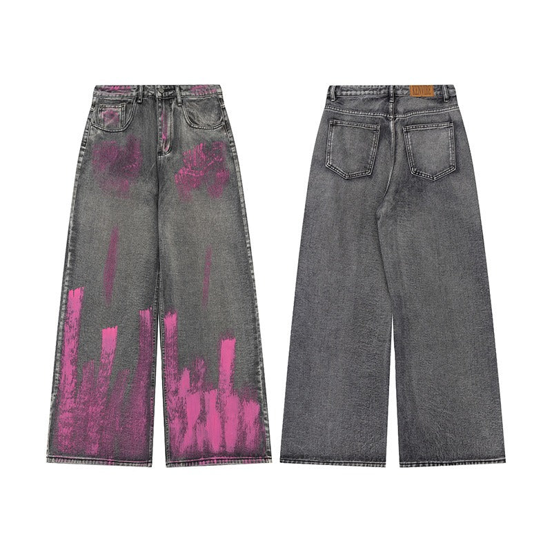 Paint Like Graffiti Wide-leg Jeans MB7433