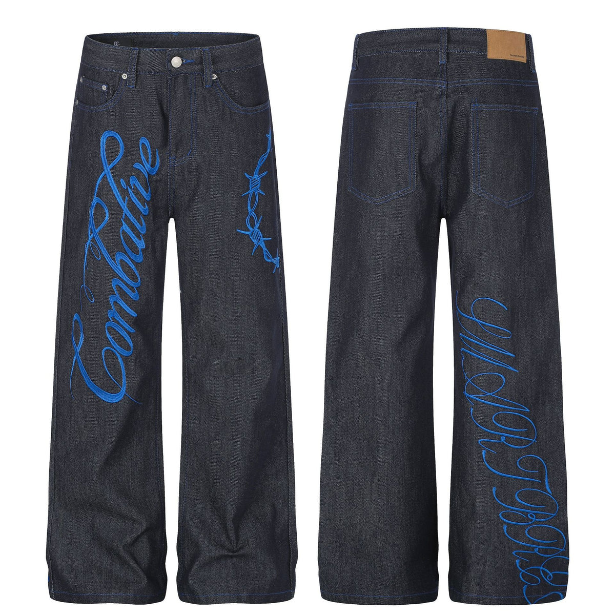 Graphic Embroidery Loose Straight Jeans MB7470