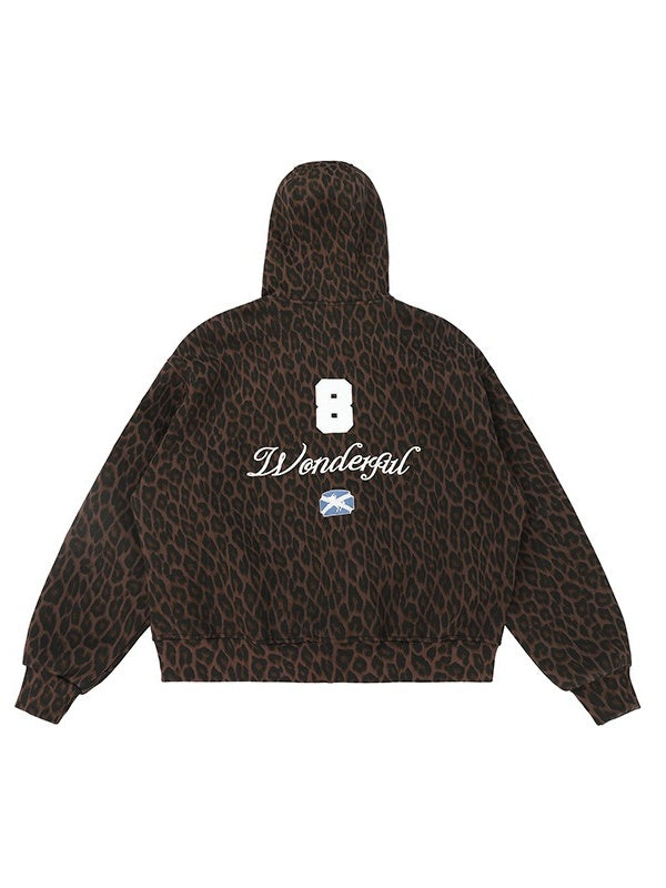 Leopard Numeric Patch Hooded Sweat Jacket MB7465