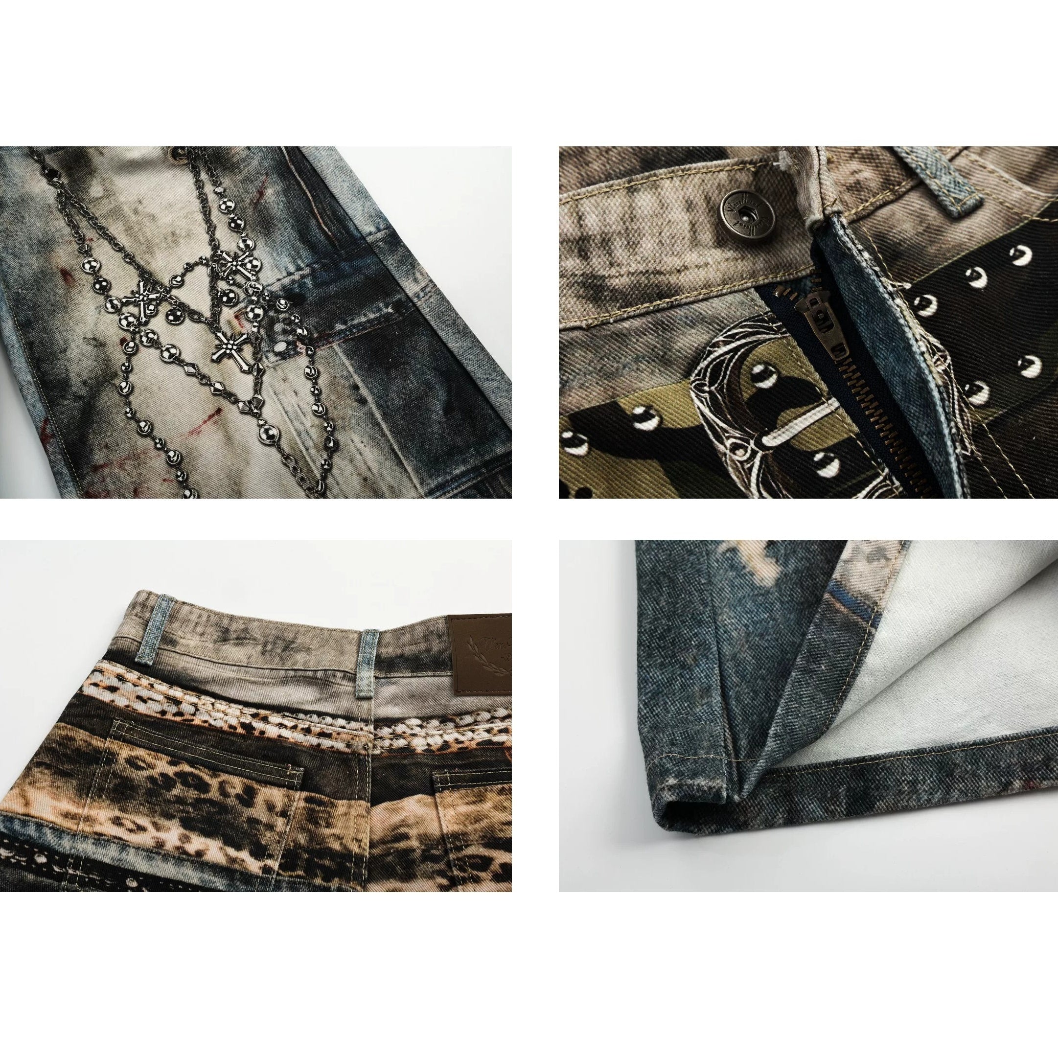 3D Printed Chain Belt Fared Jeans MB7436