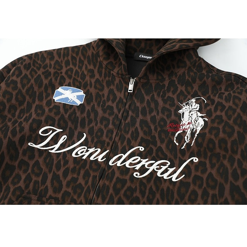 Leopard Numeric Patch Hooded Sweat Jacket MB7465