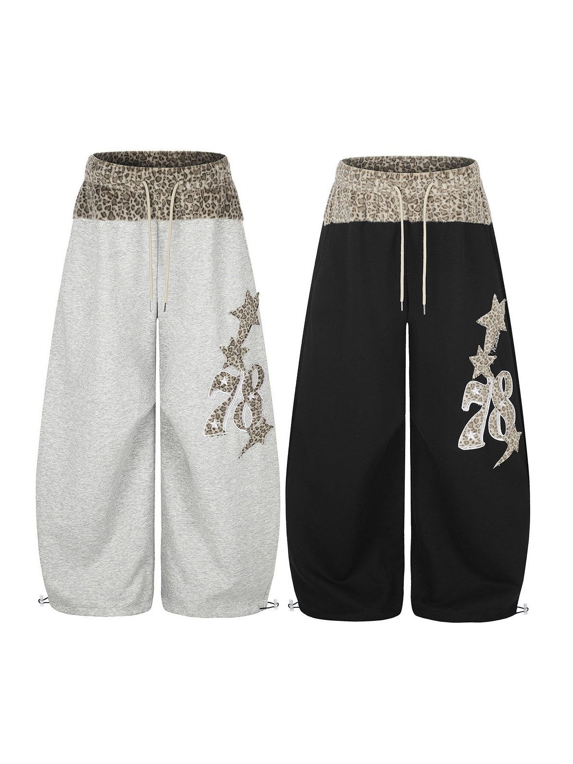 Leopard Print Patchwork Loose Sweat Pants MB7439