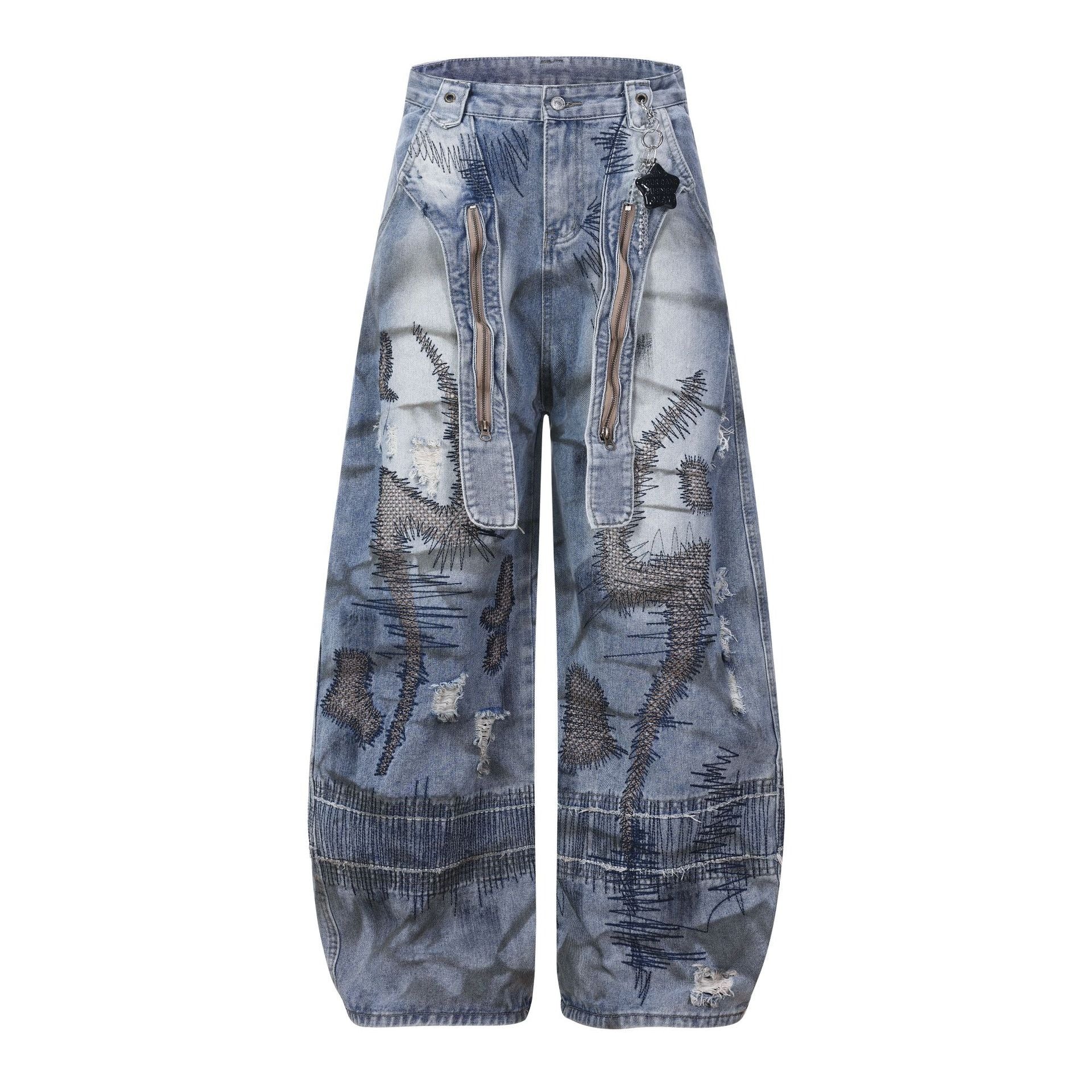 Heavy Stitch Washed Curved Jeans MB7422