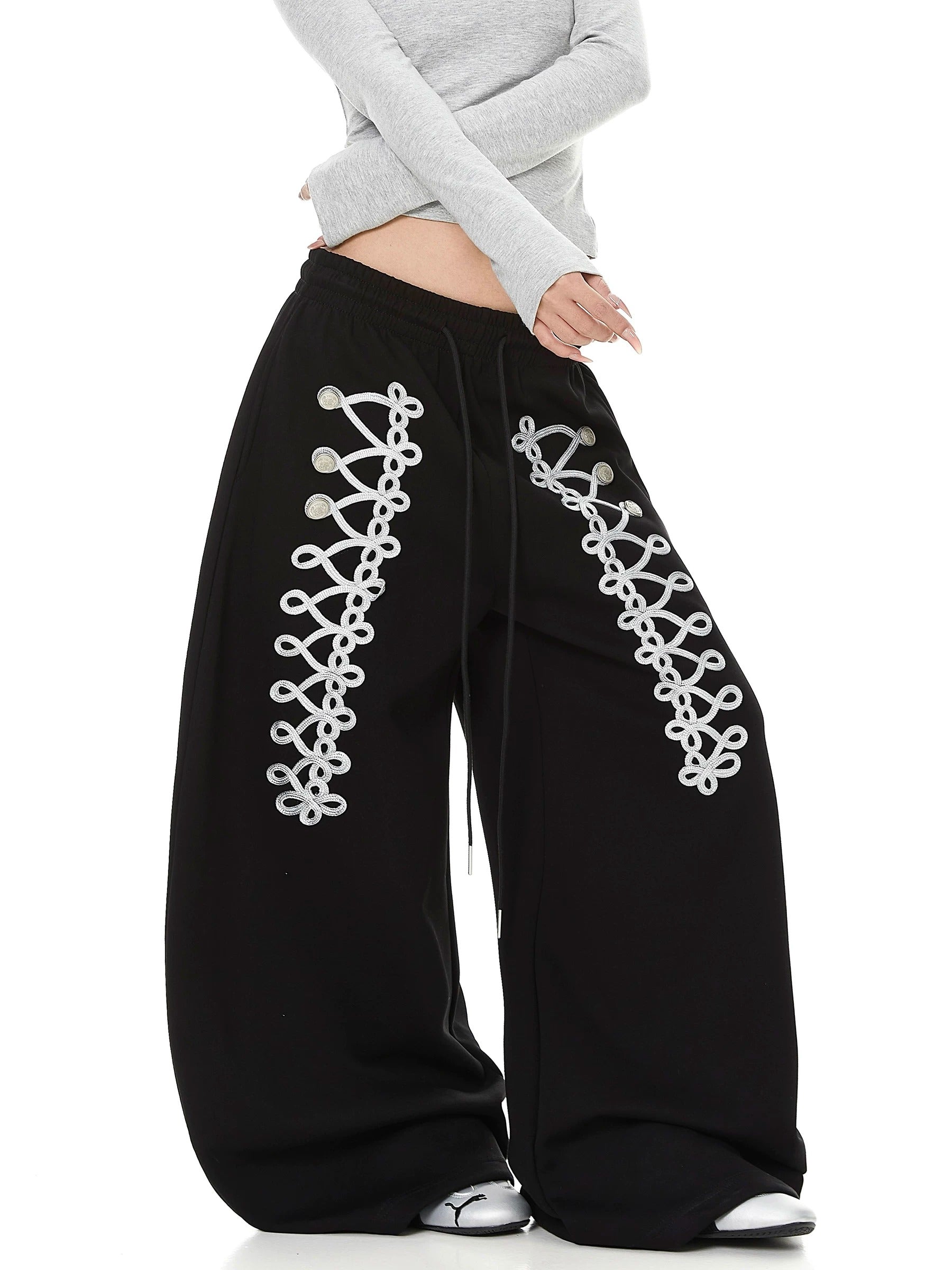【上下別売り】Lace-Up Design Wide Curve Sweat Pants MB7441