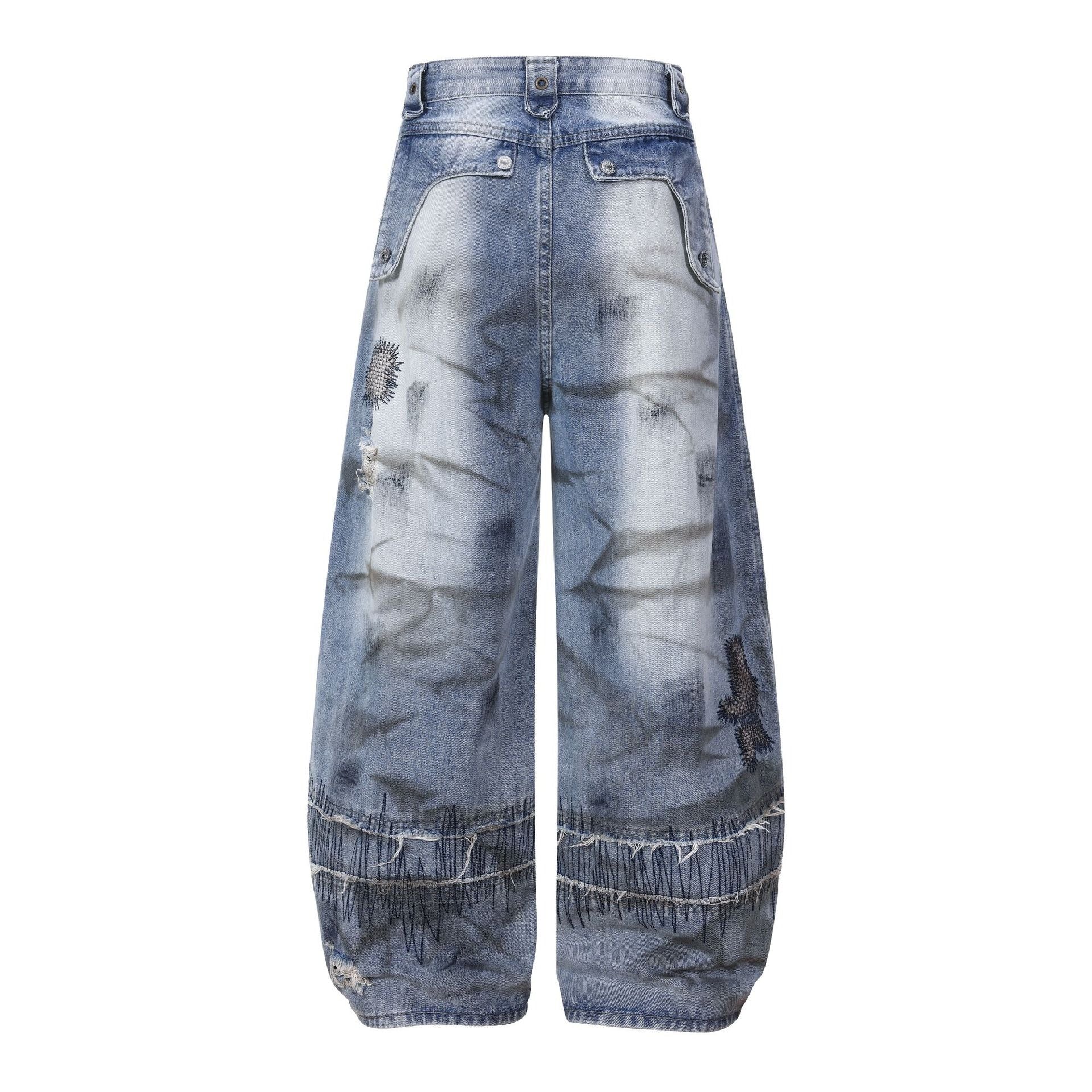 Heavy Stitch Washed Curved Jeans MB7422