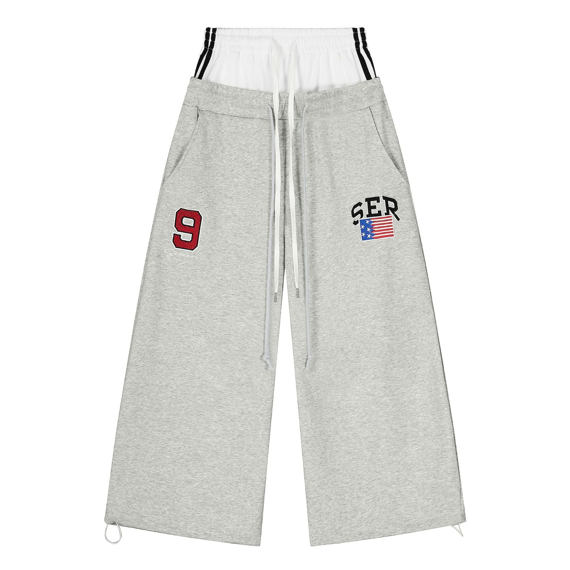 Double-Waist Letter Print Curve Sweat Pants MB7414