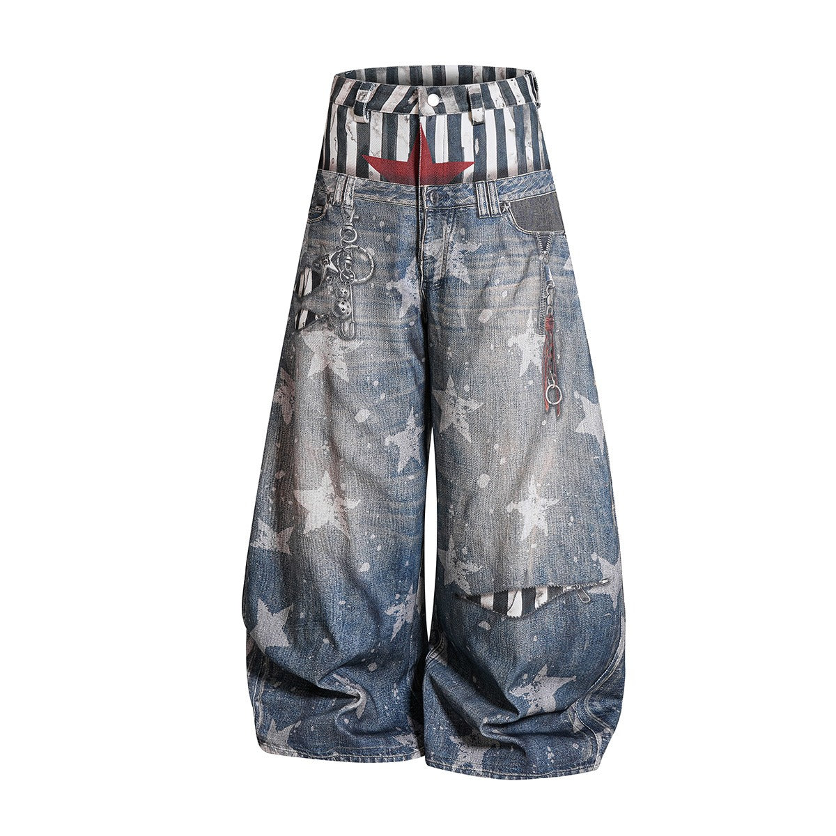 Star Printed Double-Waist Curve Jeans MB7424