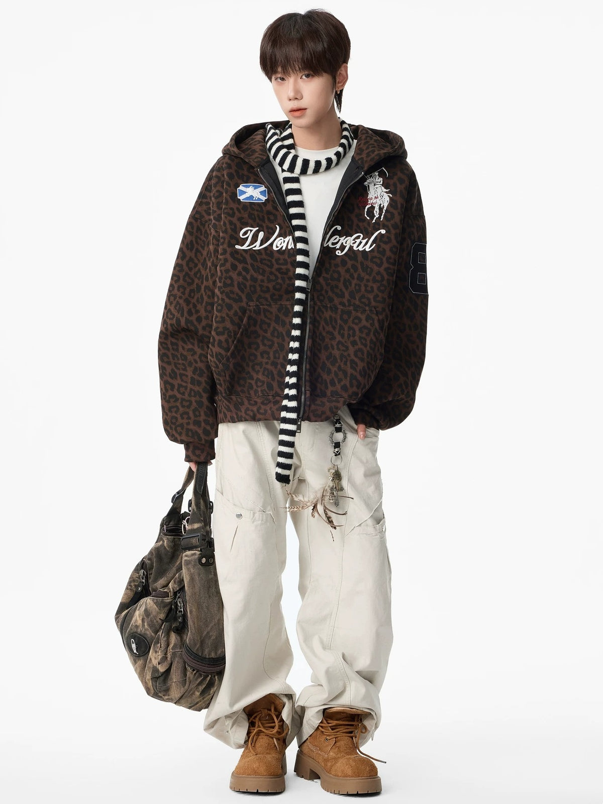 Leopard Numeric Patch Hooded Sweat Jacket MB7465