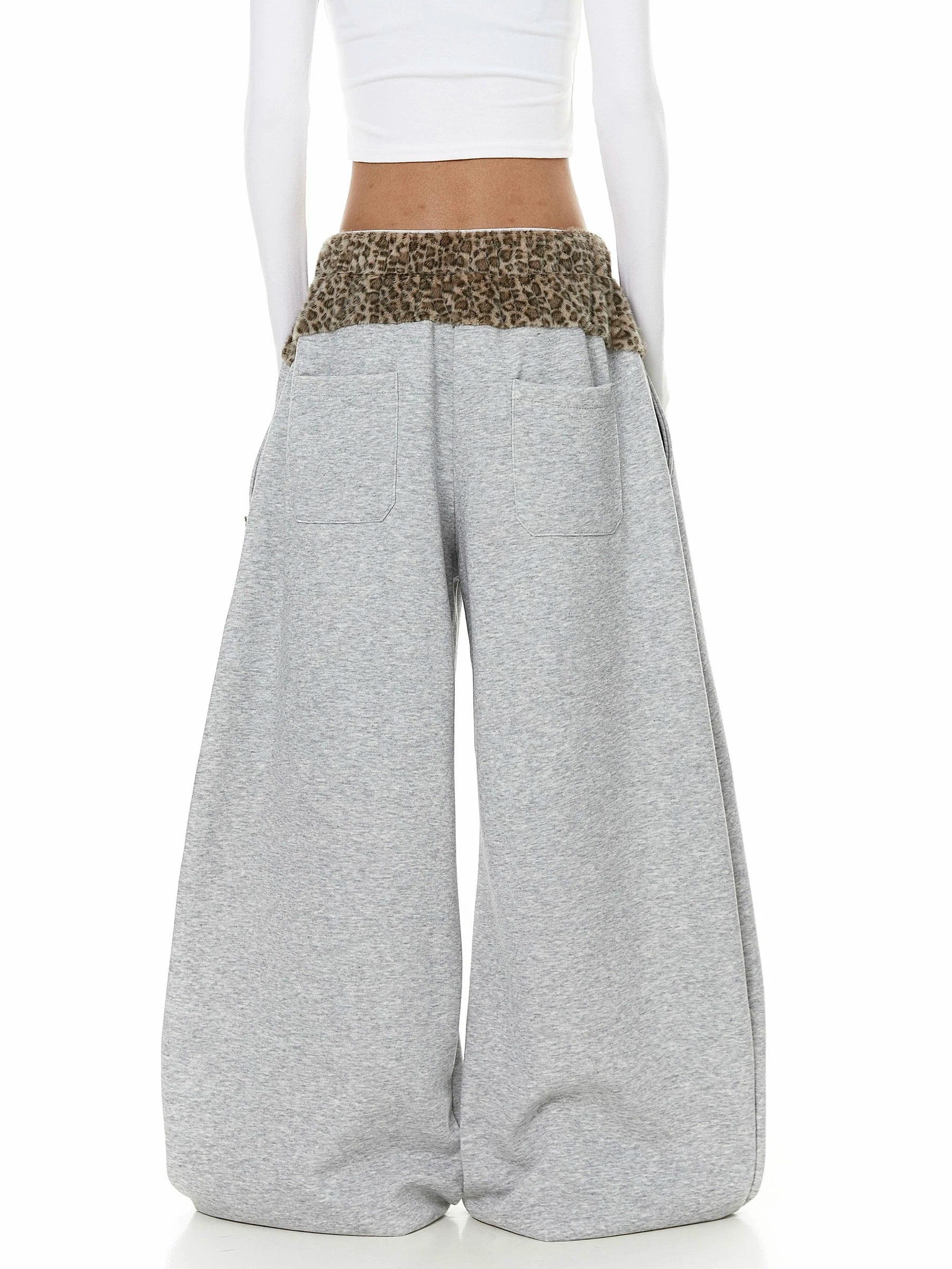 Leopard Print Patchwork Loose Sweat Pants MB7439