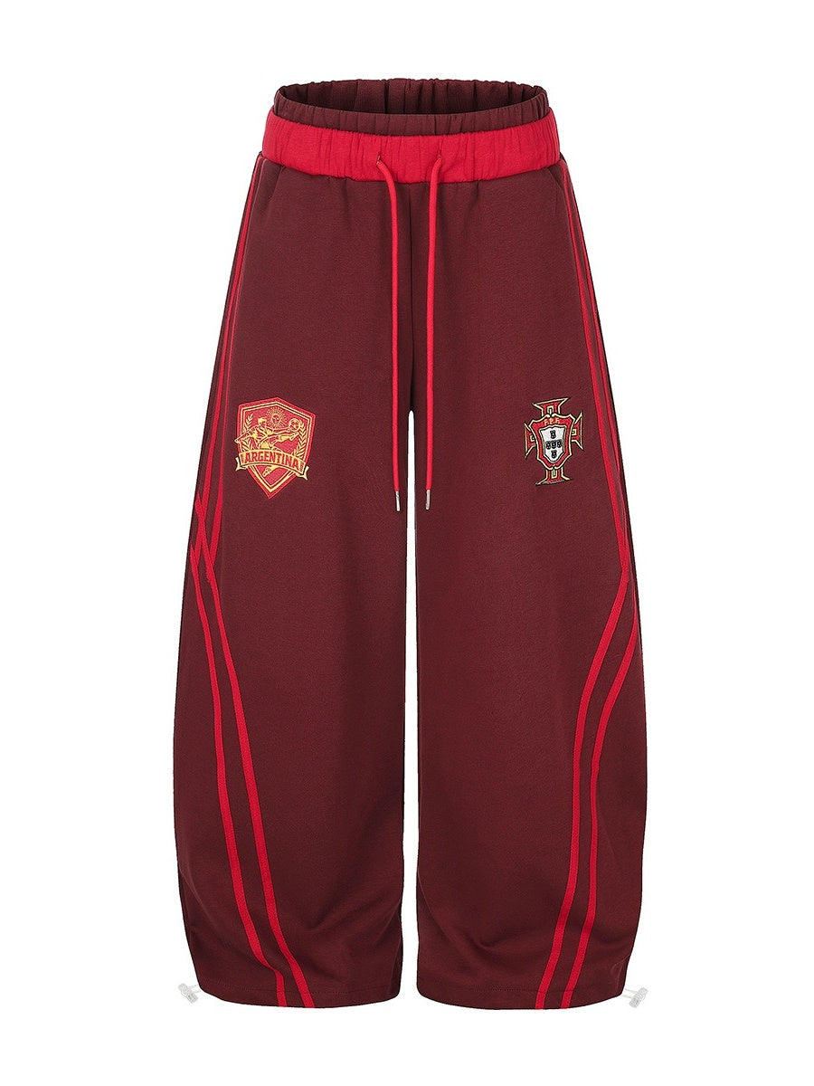 Emblem Double-Waist Striped Curved Sweat Pants MB7461