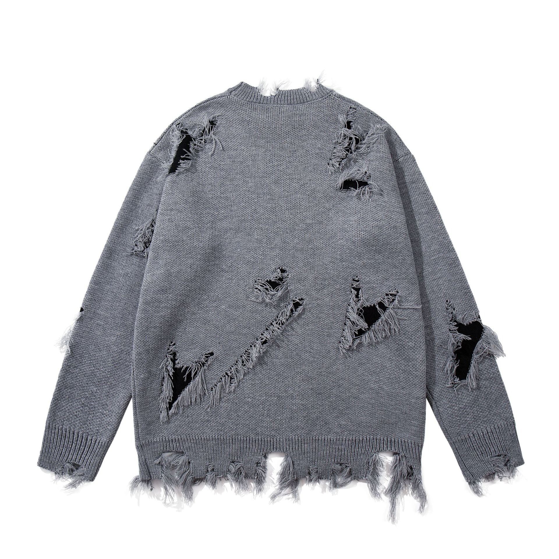 Ripped Tassel Jacquard Sweater MB7417