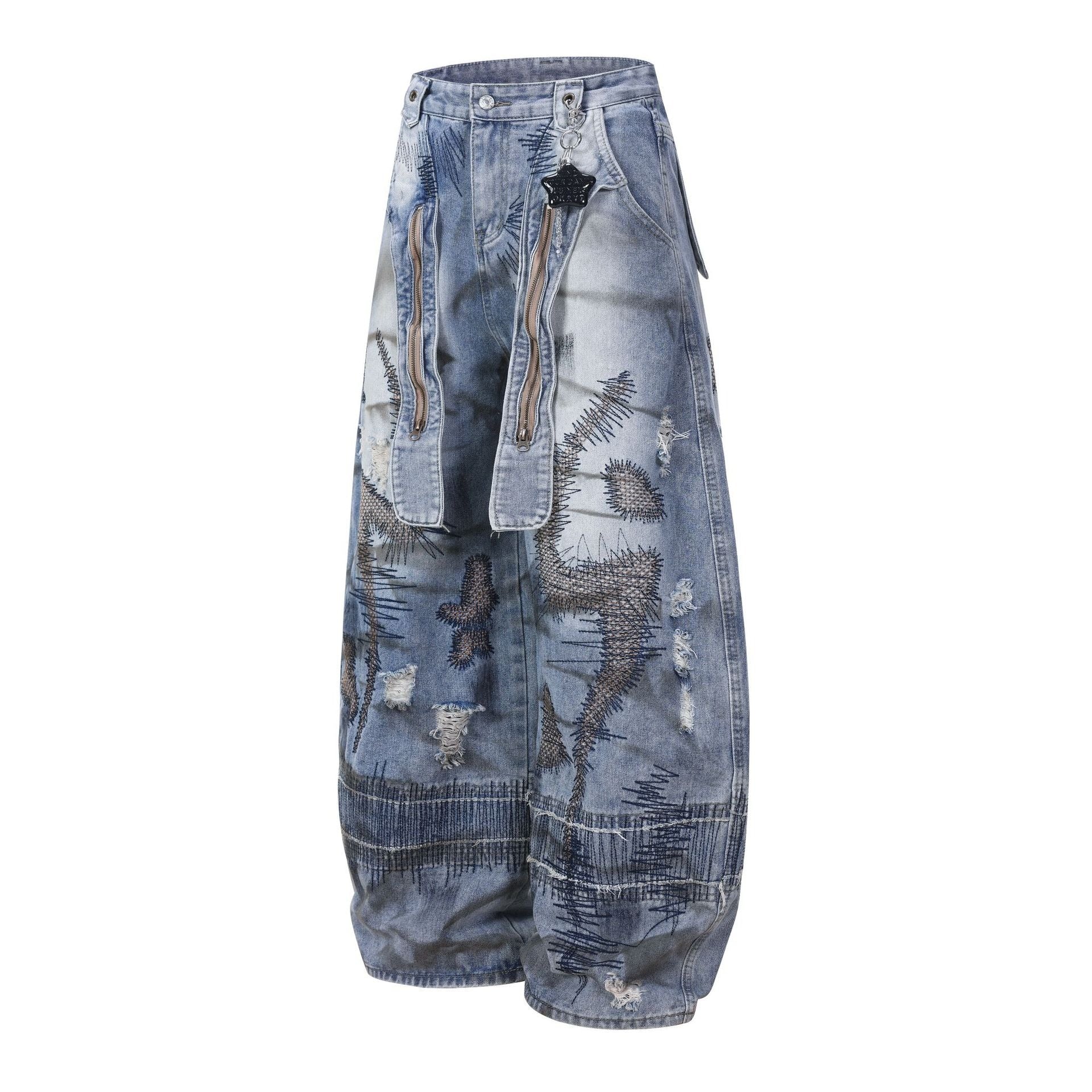 Heavy Stitch Washed Curved Jeans MB7422