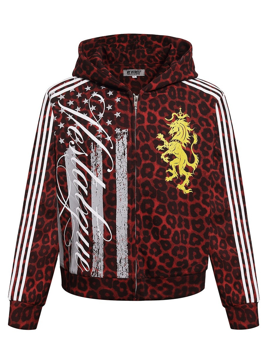 Leopard Print Hooded Sweat Short Jacket MB7467