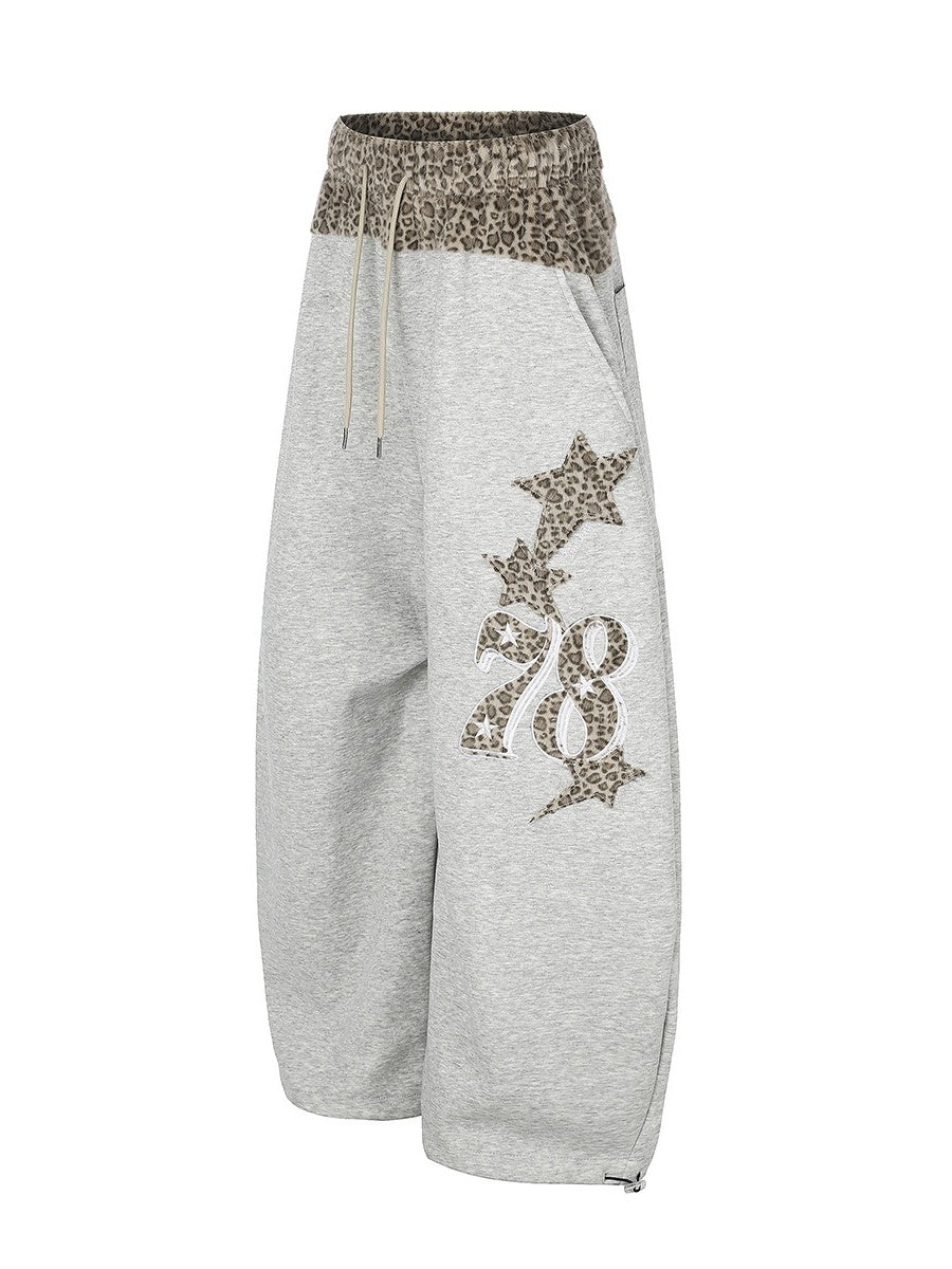 Leopard Print Patchwork Loose Sweat Pants MB7439